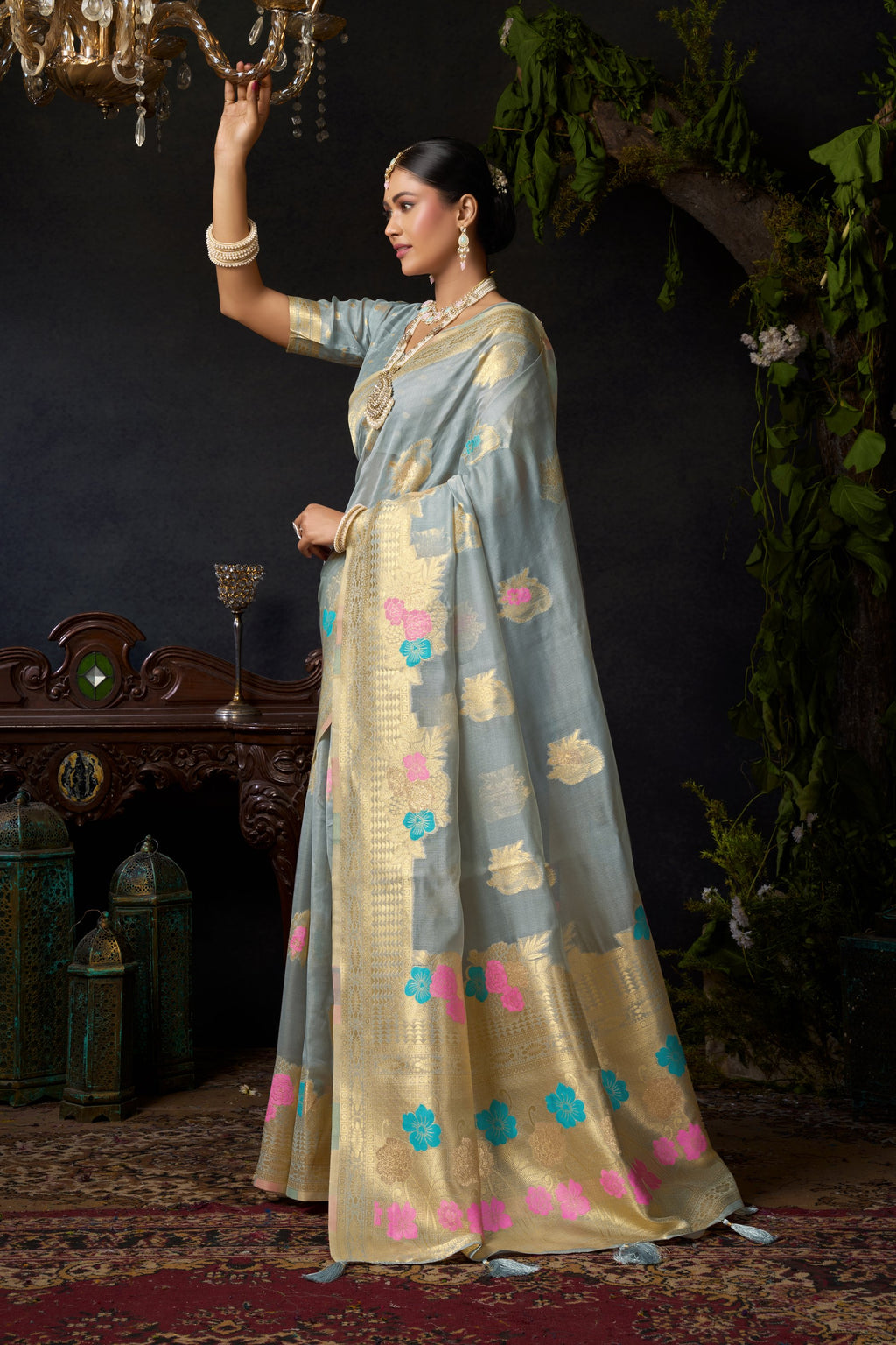 Nayantara Saree - Misty Blue - Blouse View