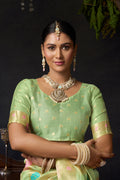 Nayantara Saree - Pistachio Gold - Front Drape