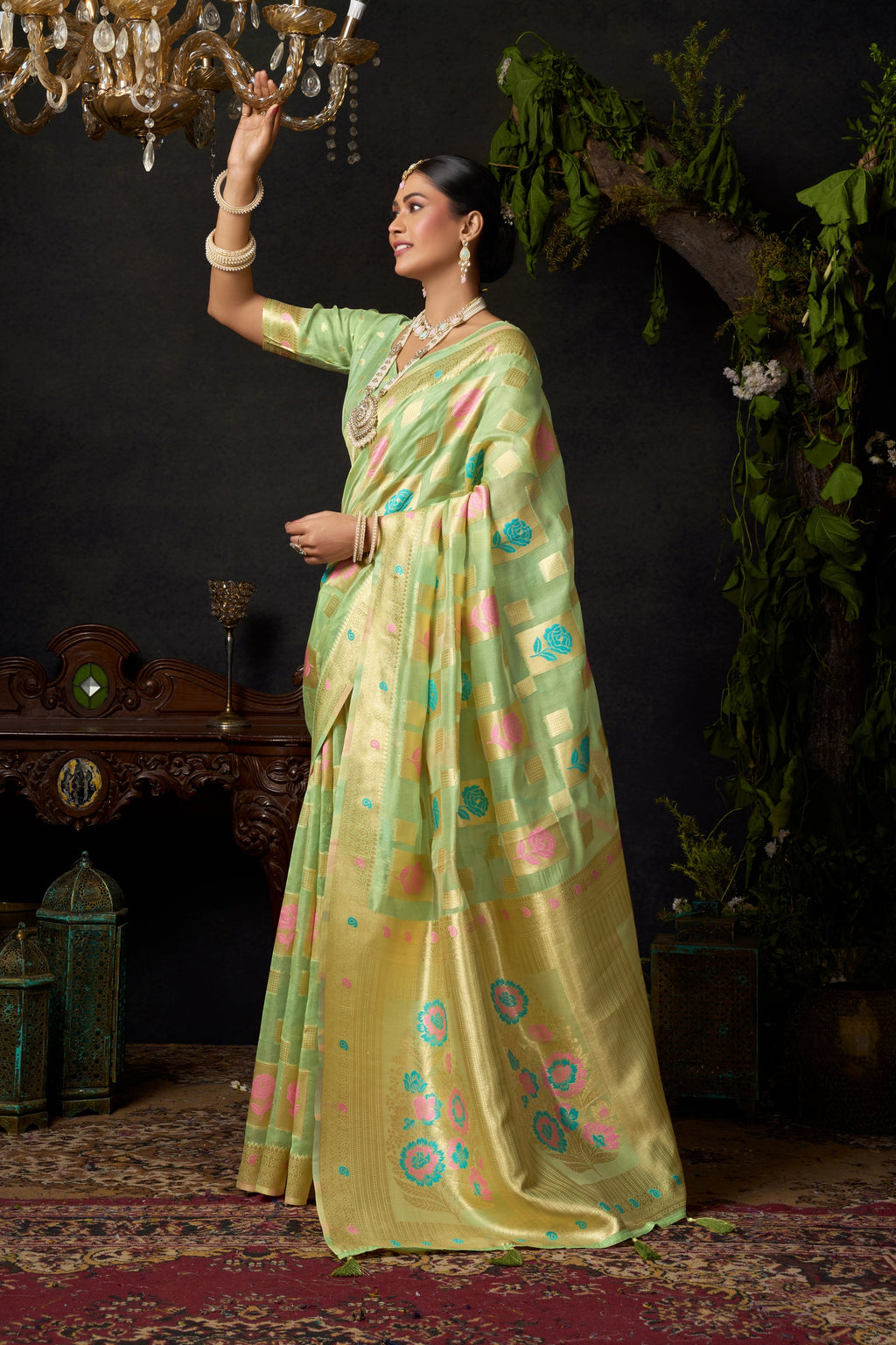 Nayantara Saree - Pistachio Gold - Blouse View