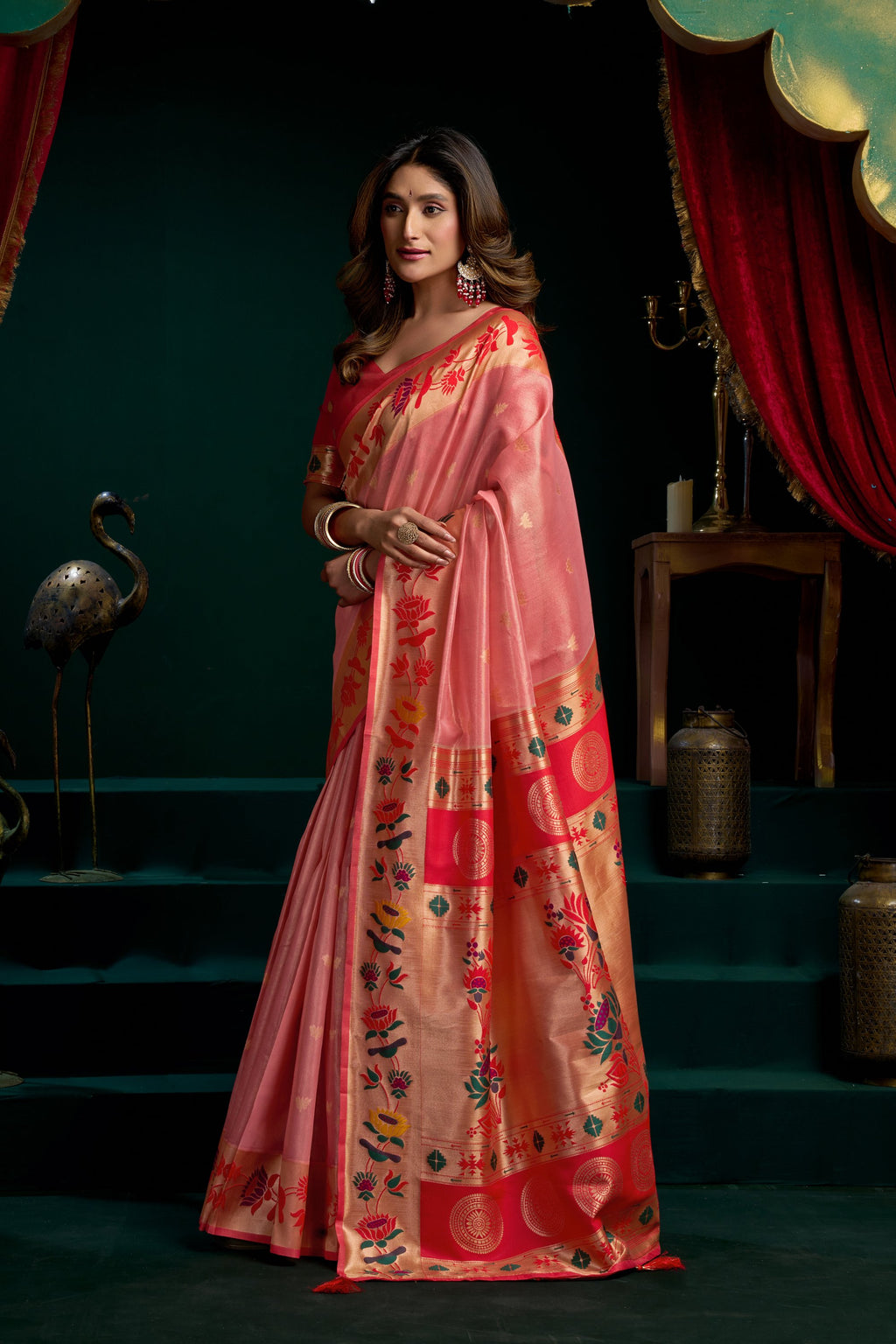 Nazrana Saree - Blush Pink - Full View