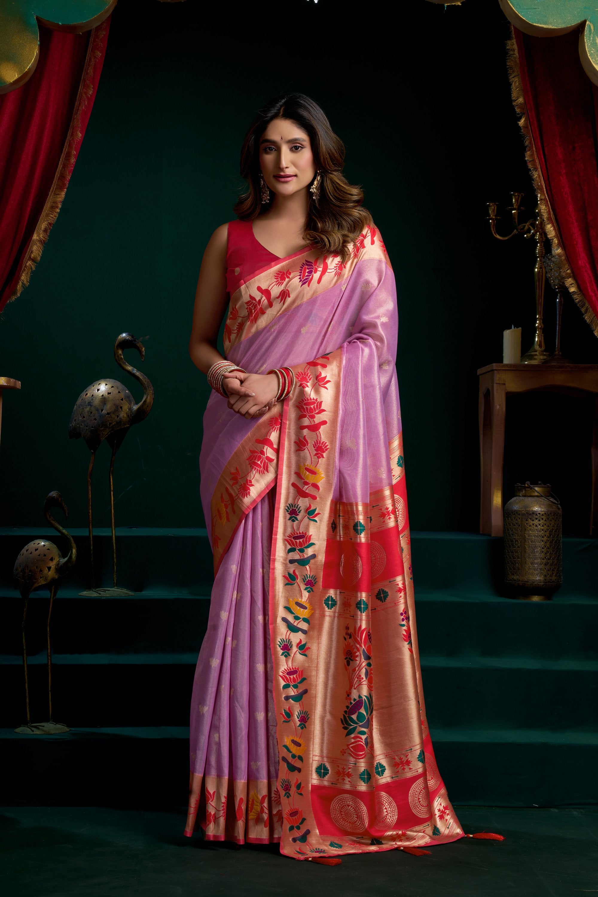Nazrana Saree - Lavender Mist - Front Drape