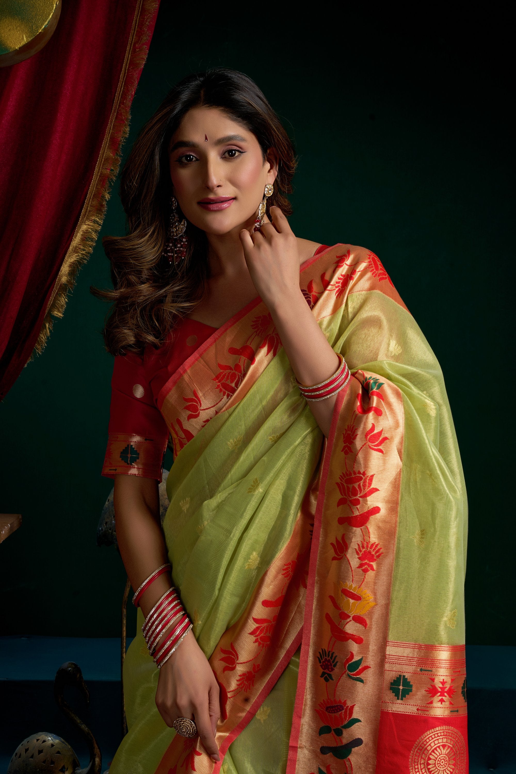 Nazrana Saree - Lime Green - Blouse View
