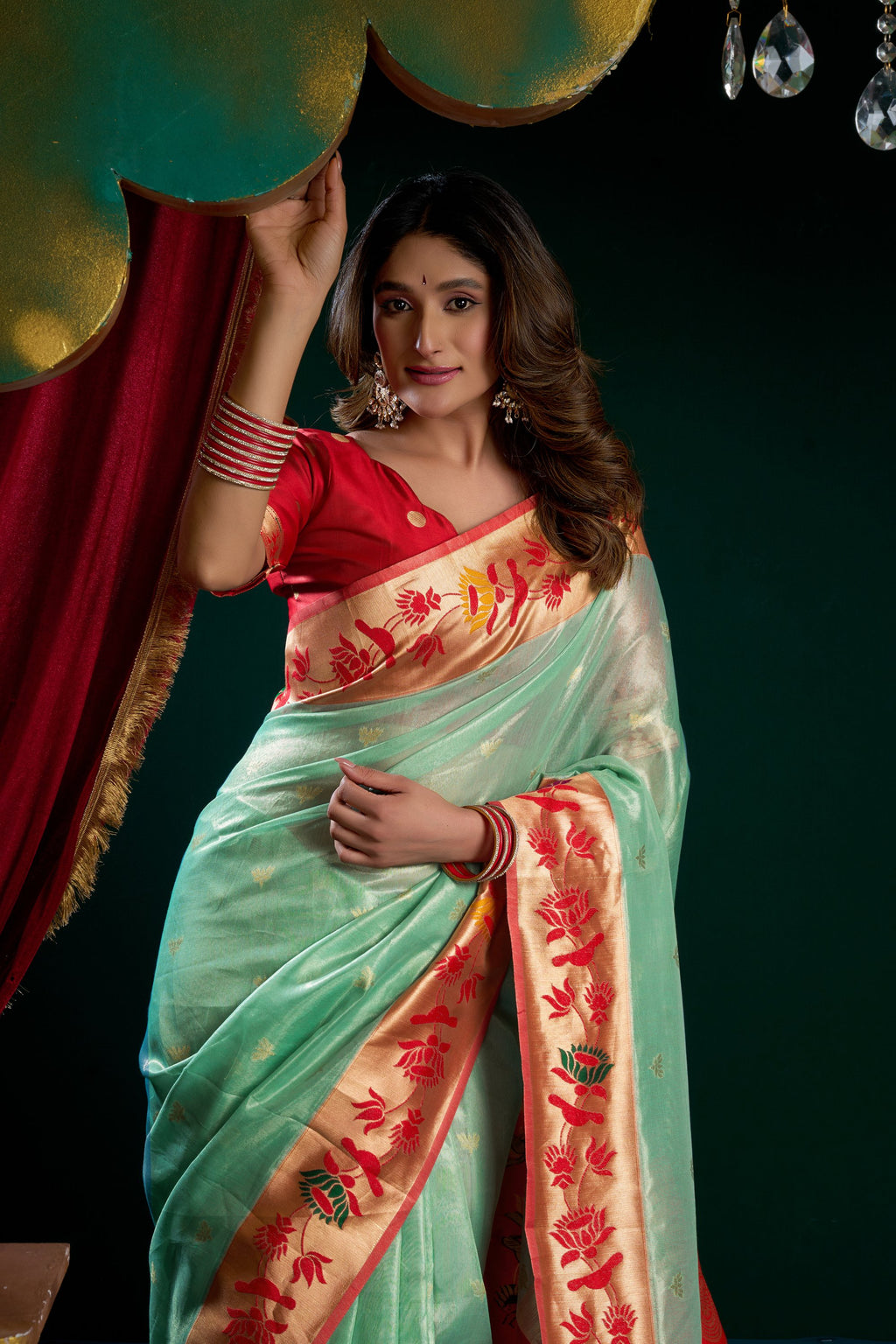 Nazrana Saree - Mint Green - Blouse View