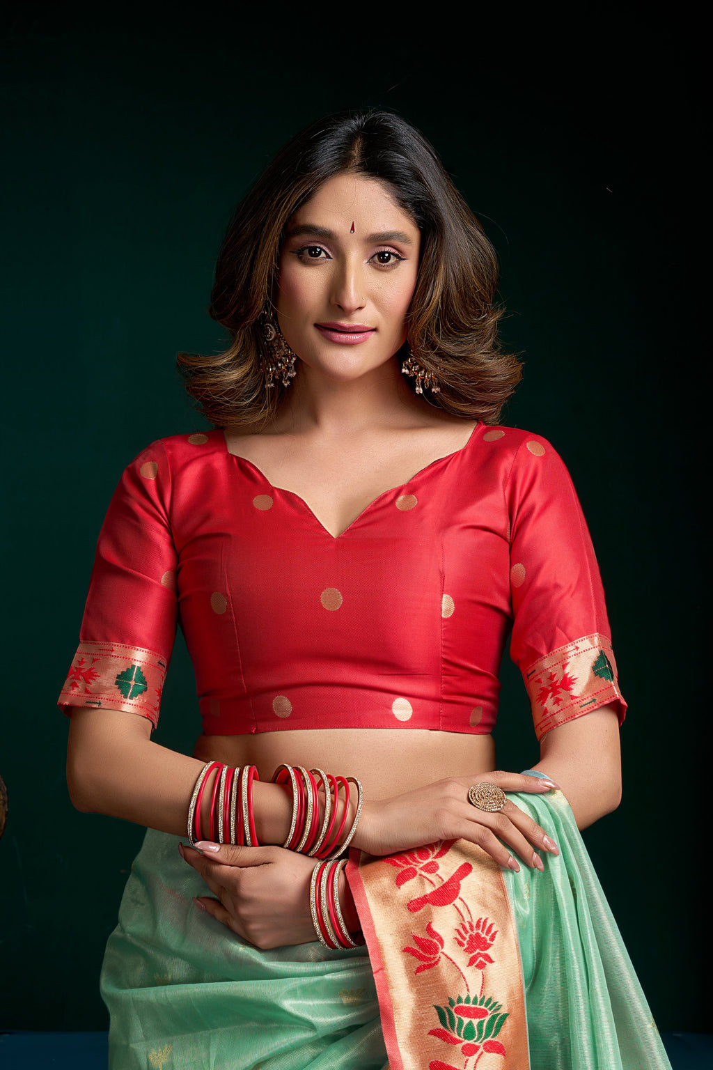 Nazrana Saree - Mint Green - Close Up