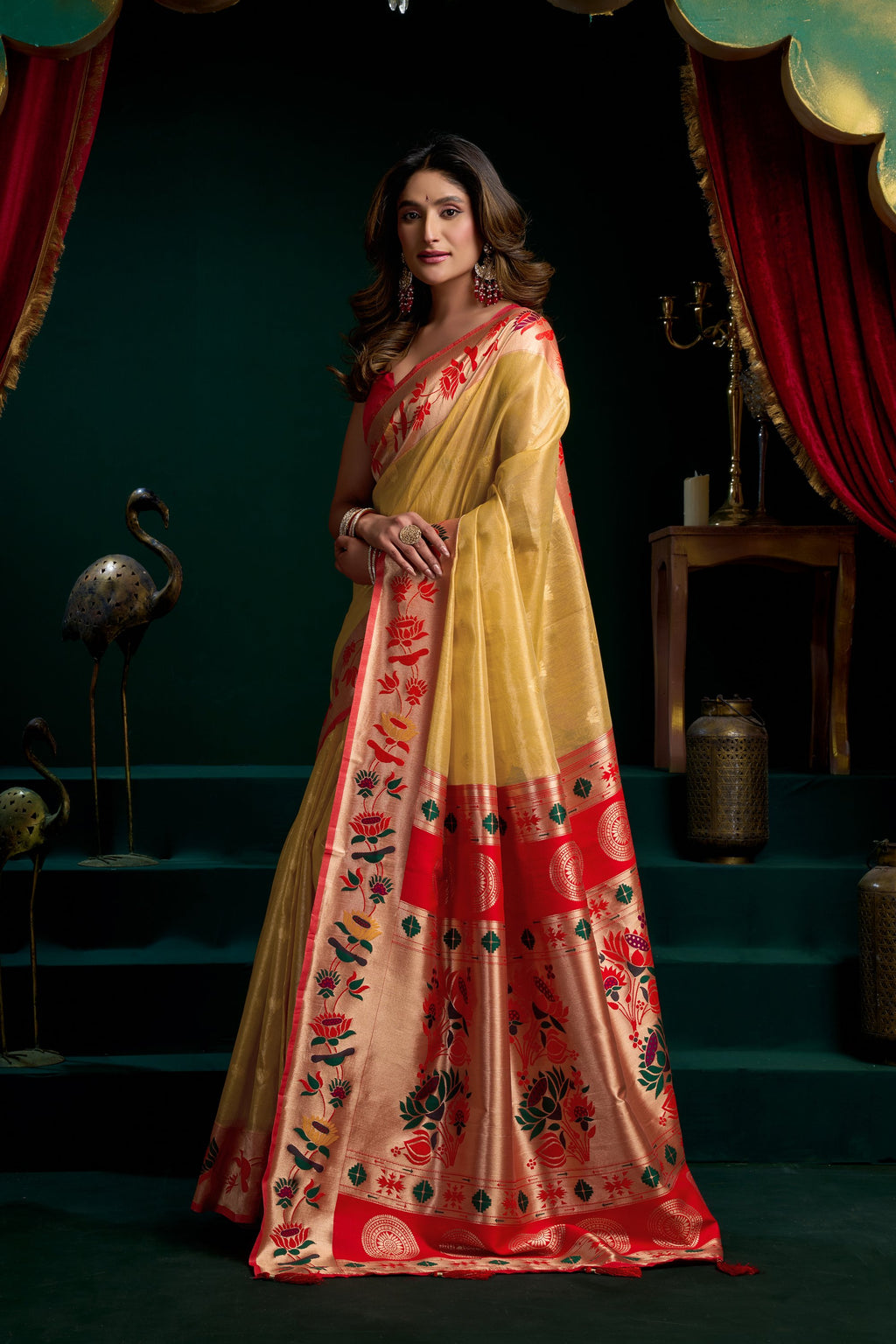 Nazrana Saree - Mustard Yellow - Full View