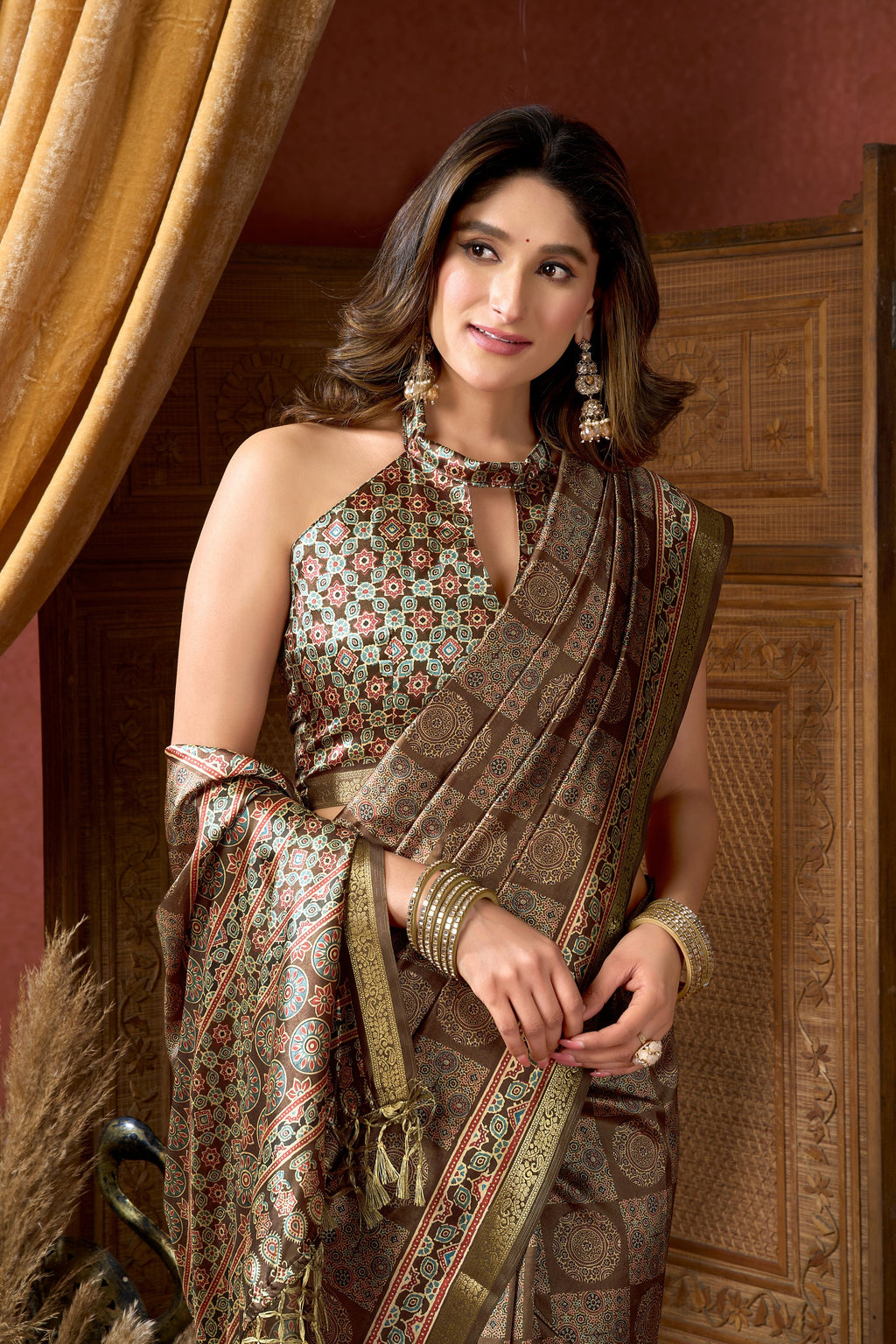Noorani Saree - Antique Gold - Back View