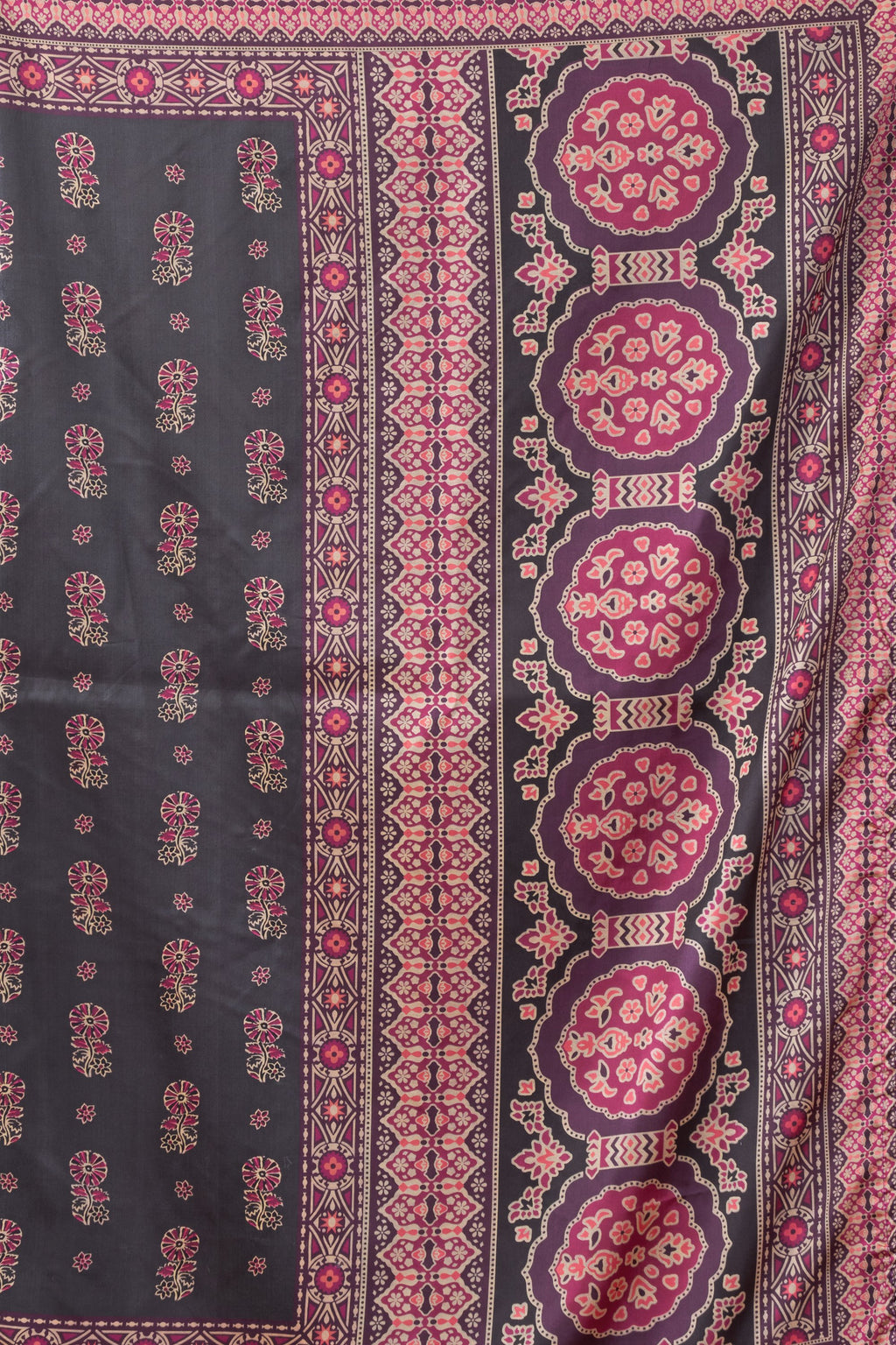 Noorani Saree - Charcoal Rose - Front Drape
