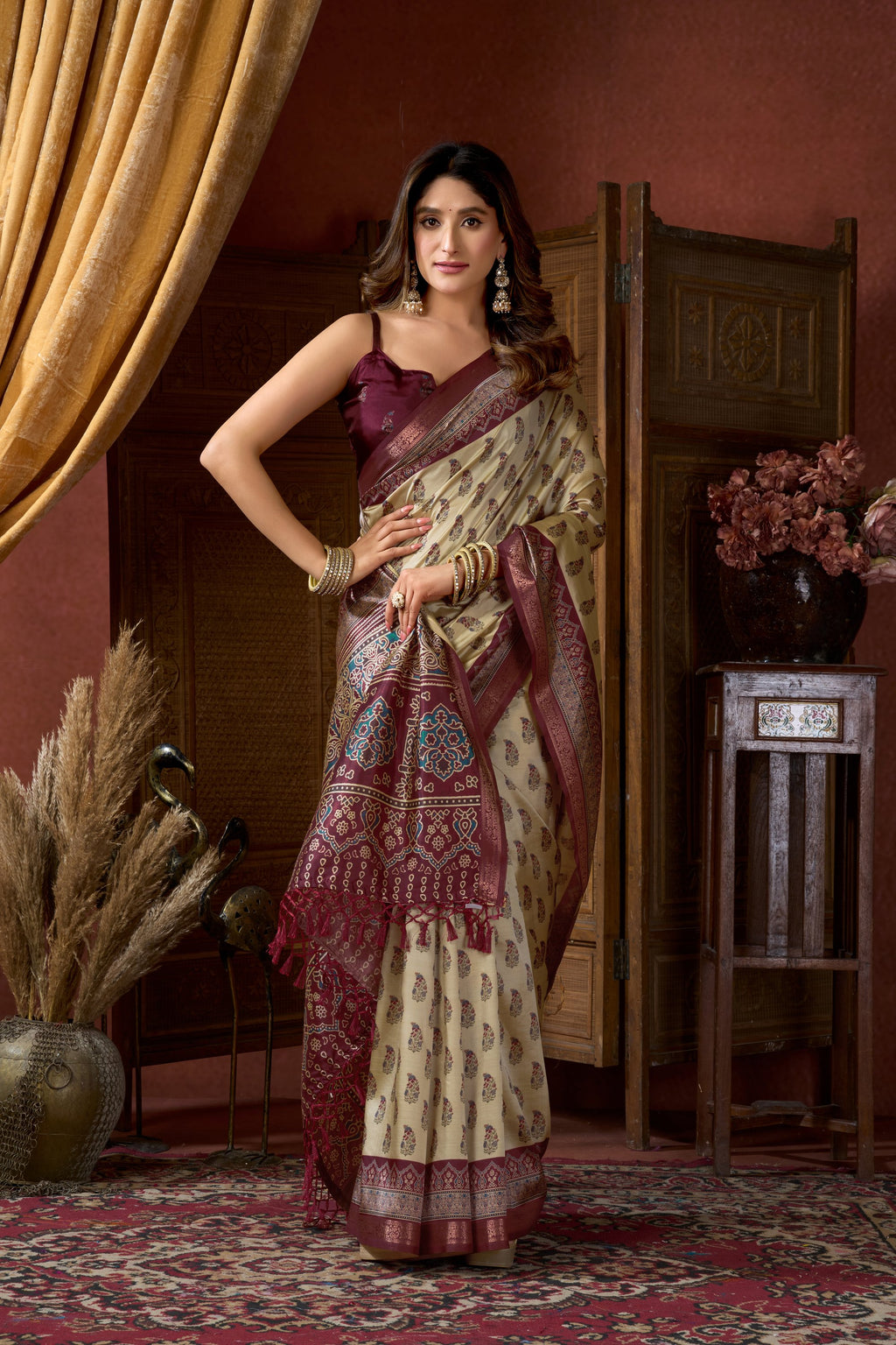 Noorani Saree - Cream Plum - Blouse View