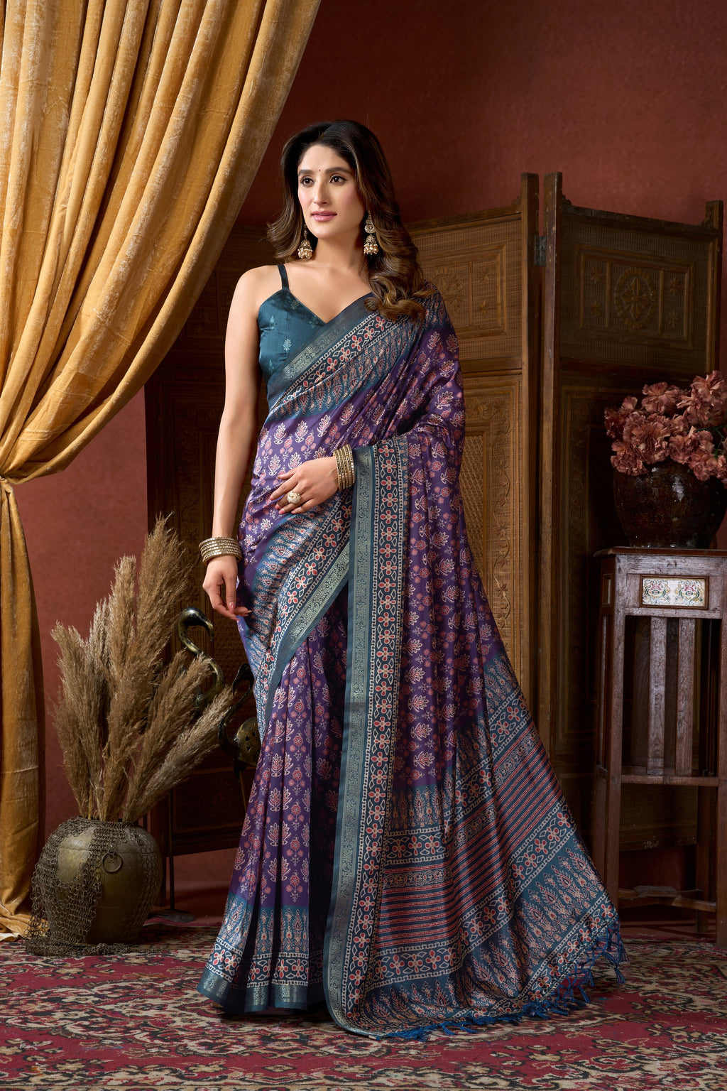 Noorani Saree - Lavender Blue - Full View