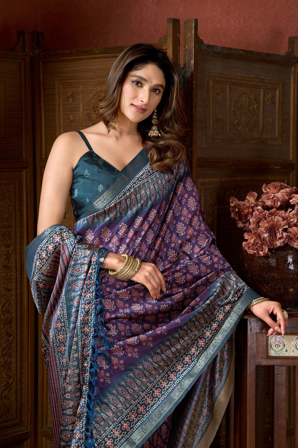 Noorani Saree - Lavender Blue - Side View