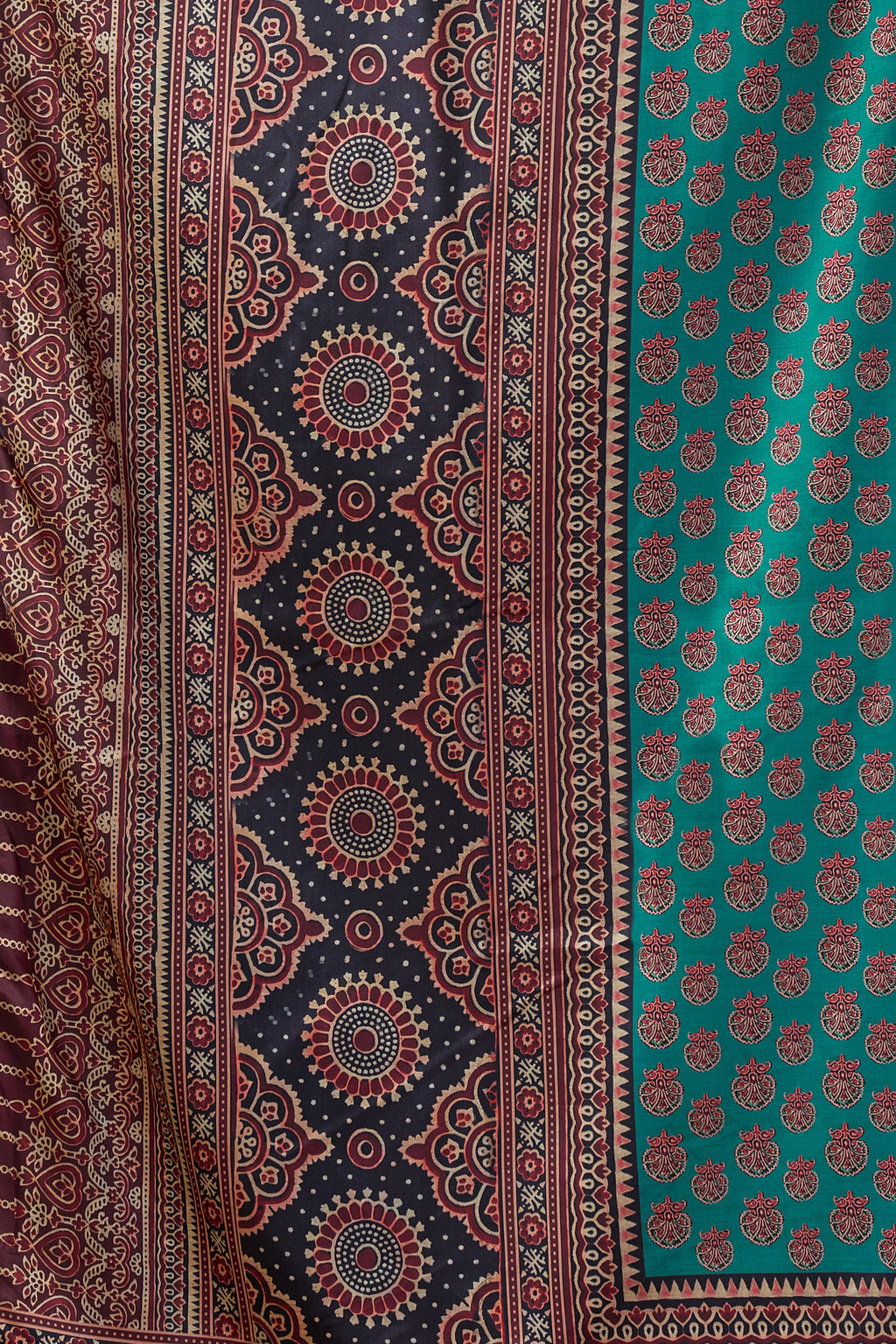 Noorani Saree - Teal Blue - Front Drape
