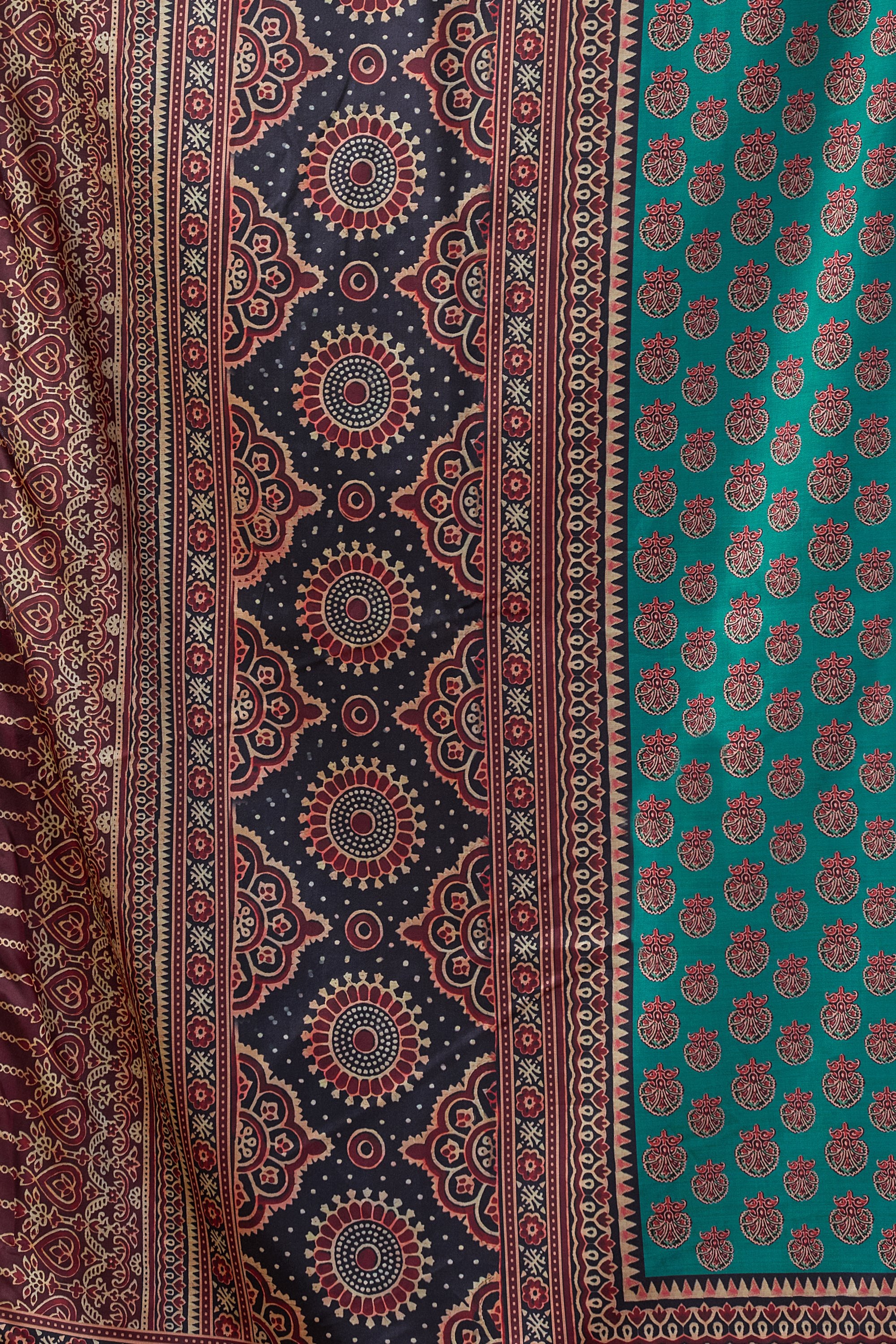 Noorani Saree - Teal Blue - Front Drape