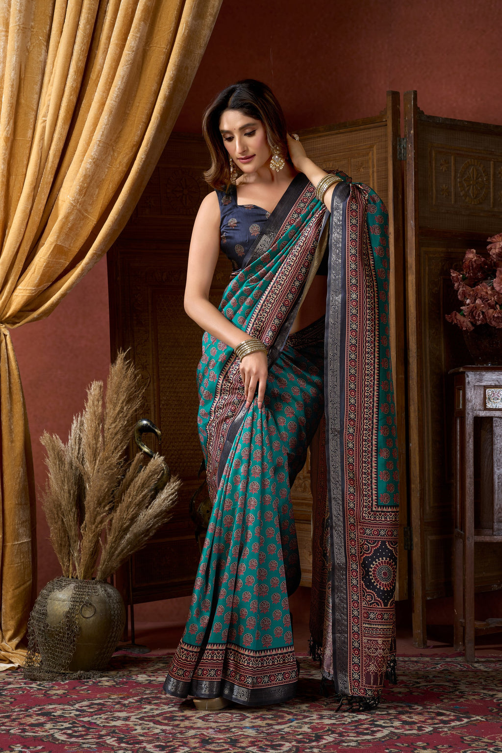 Noorani Saree - Teal Blue - Blouse View