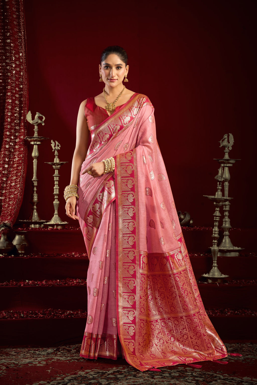 Parinita Saree - Blush Pink - Front Drape
