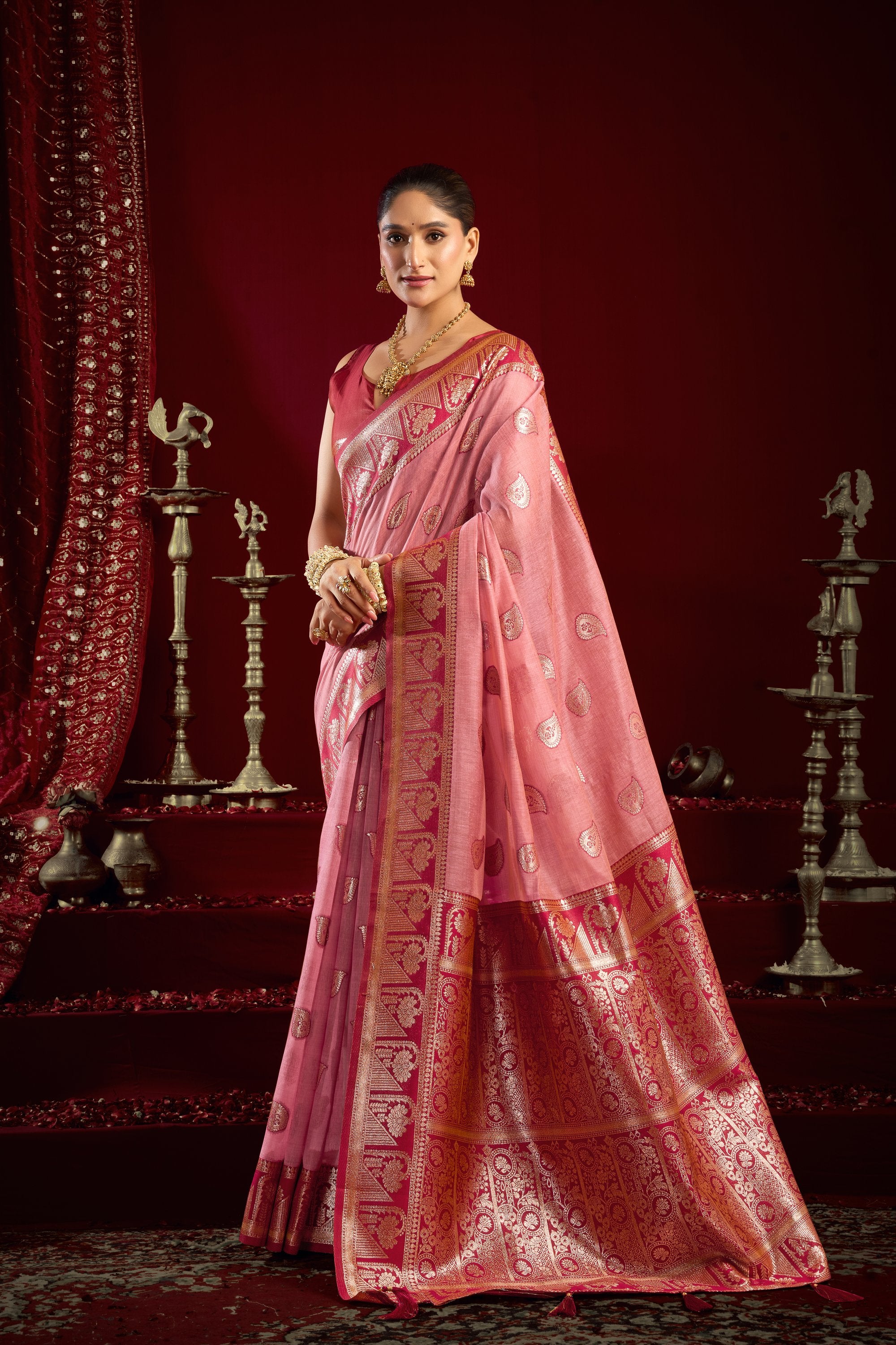 Parinita Saree - Blush Pink - Full View