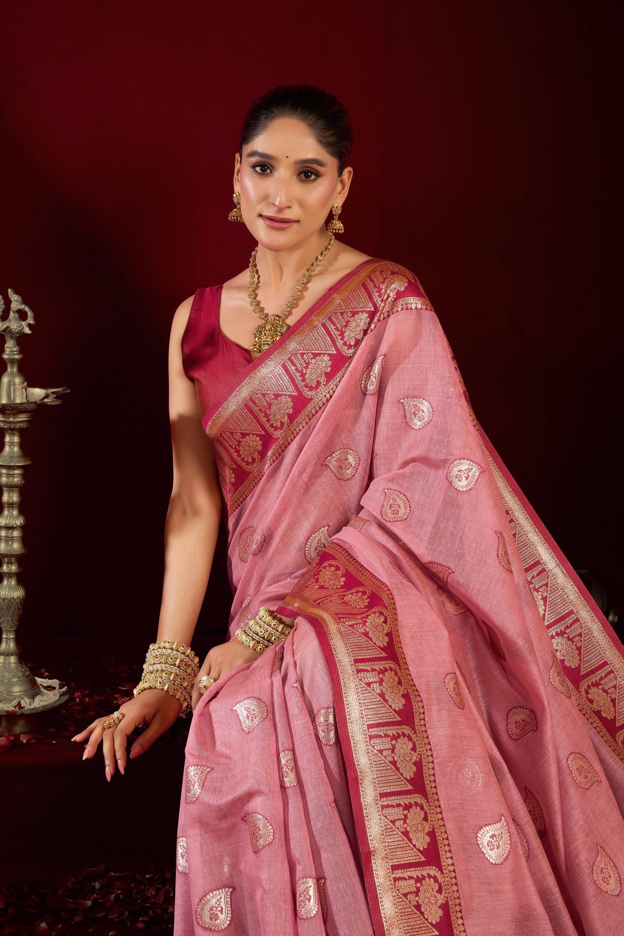 Parinita Saree - Blush Pink - Close Up