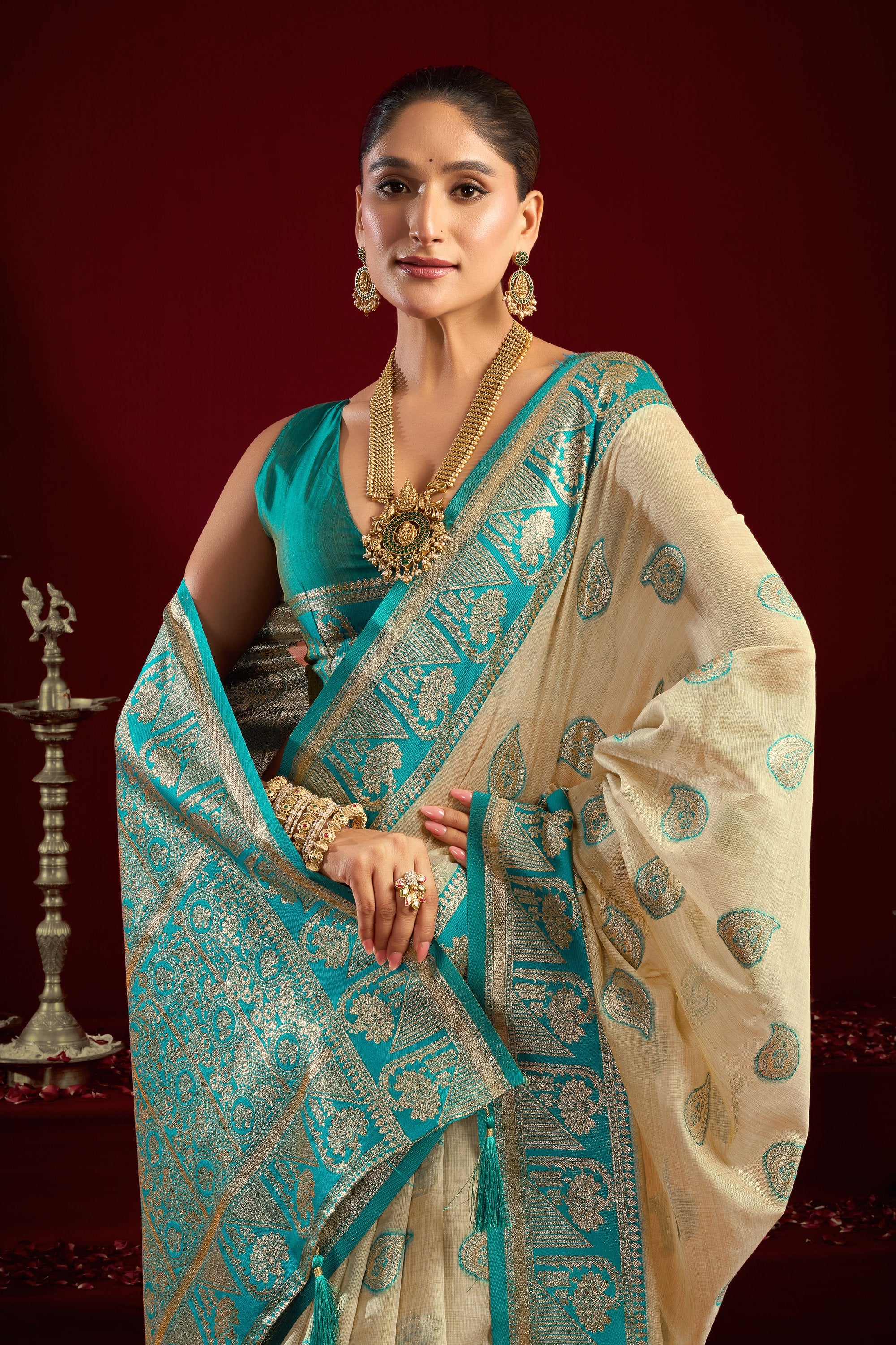Parinita Saree - Champagne Cream - Blouse View