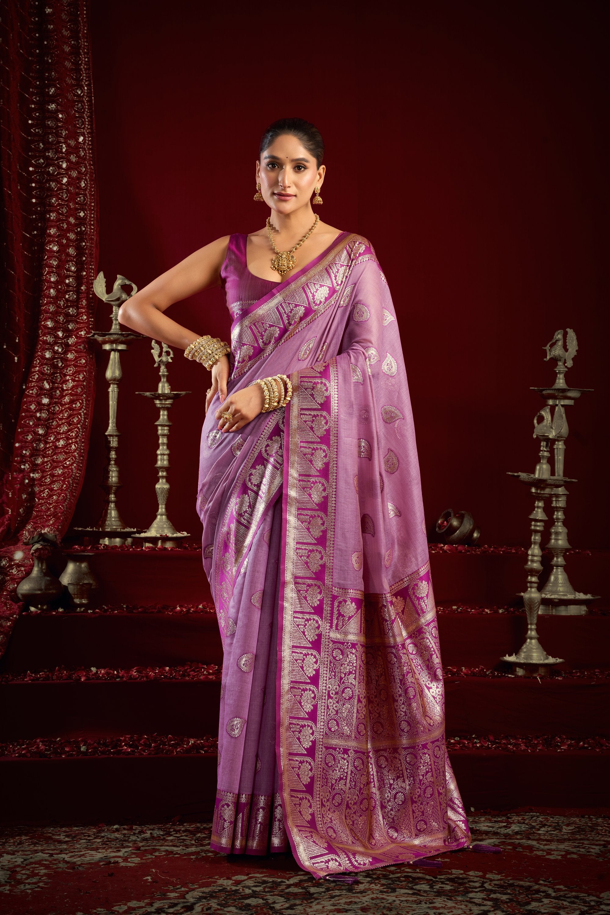 Parinita Saree - Lavender Mist - Front Drape