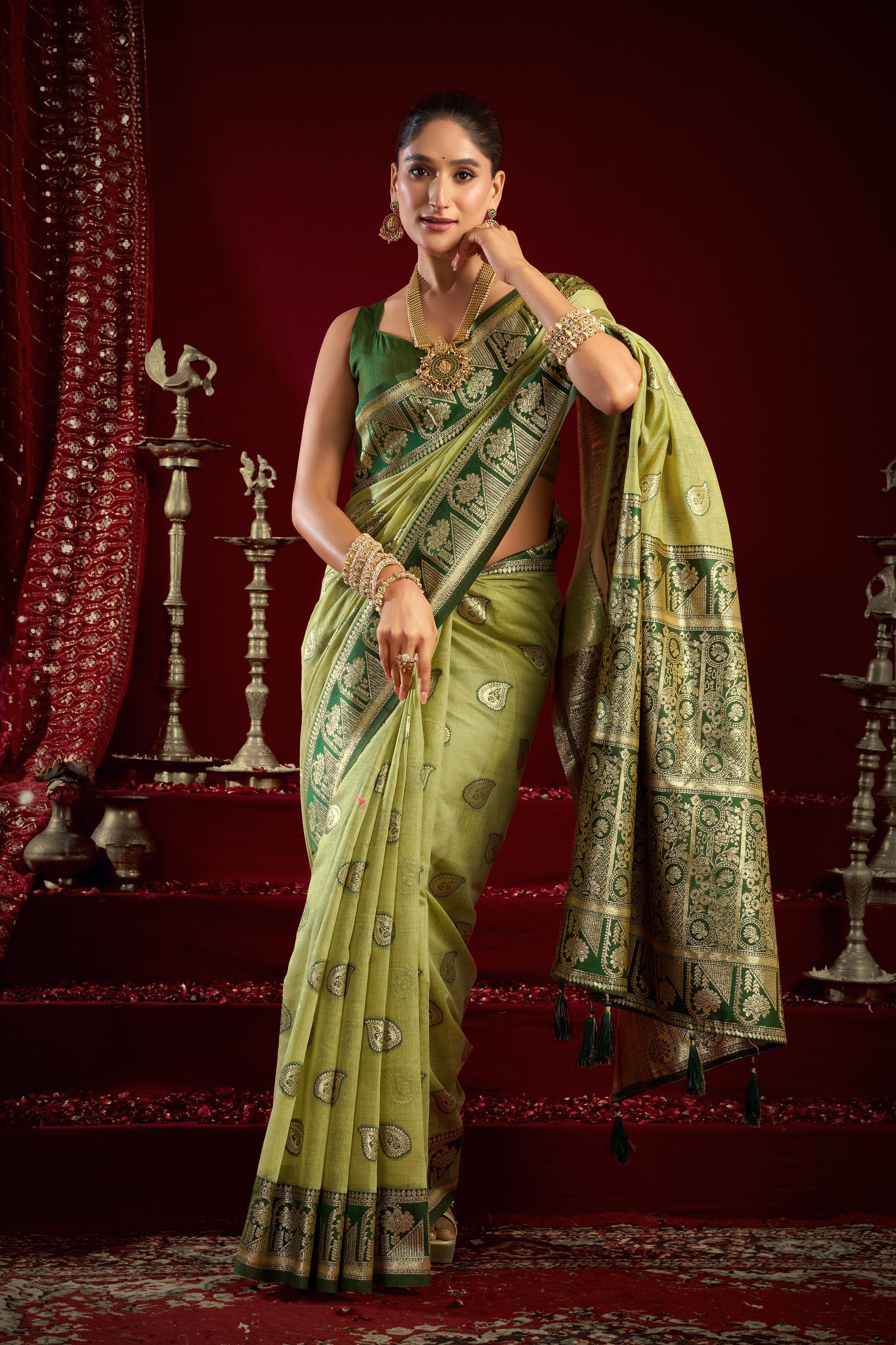 Parinita Saree - Lime Green - Border Detail