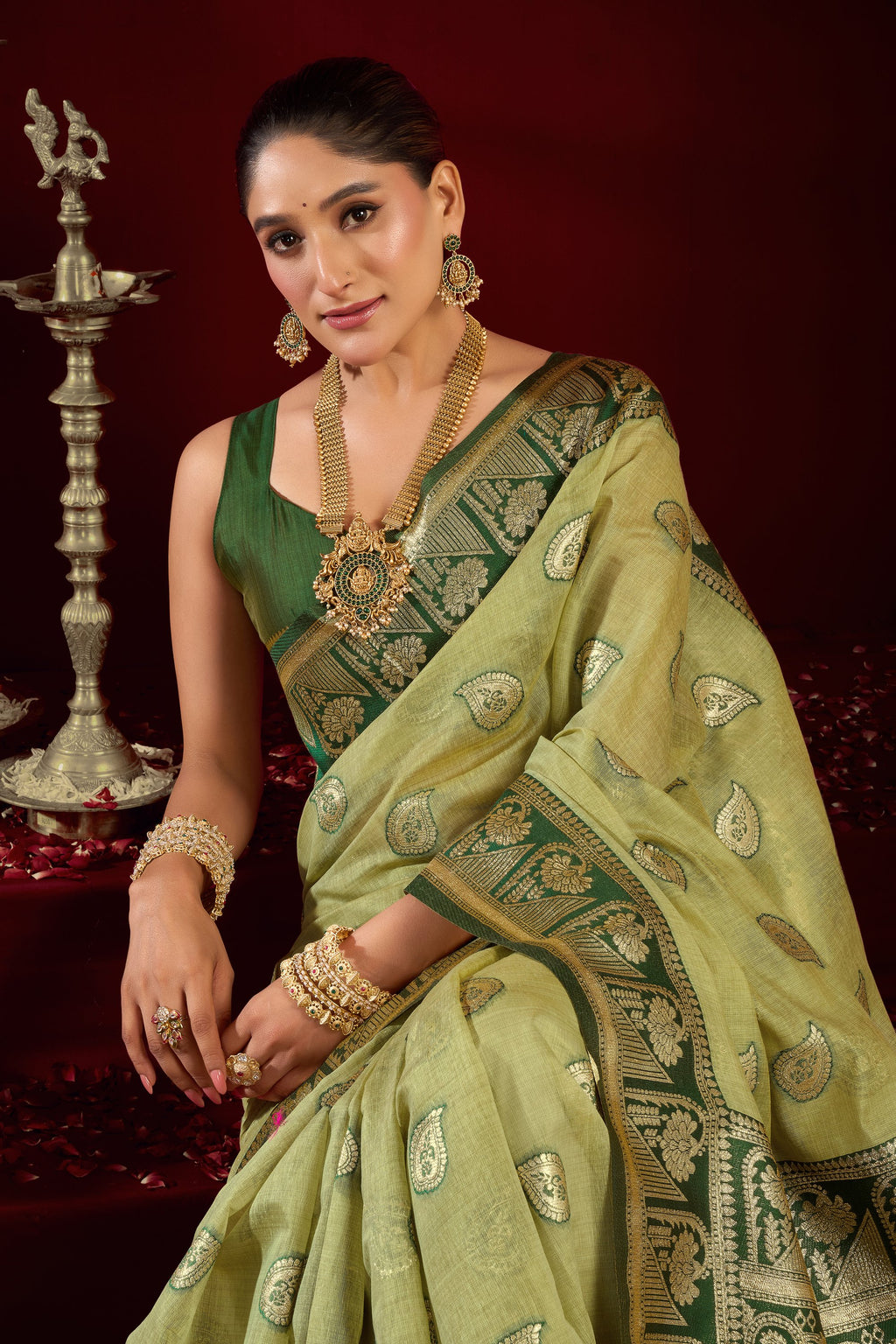 Parinita Saree - Lime Green - Blouse View