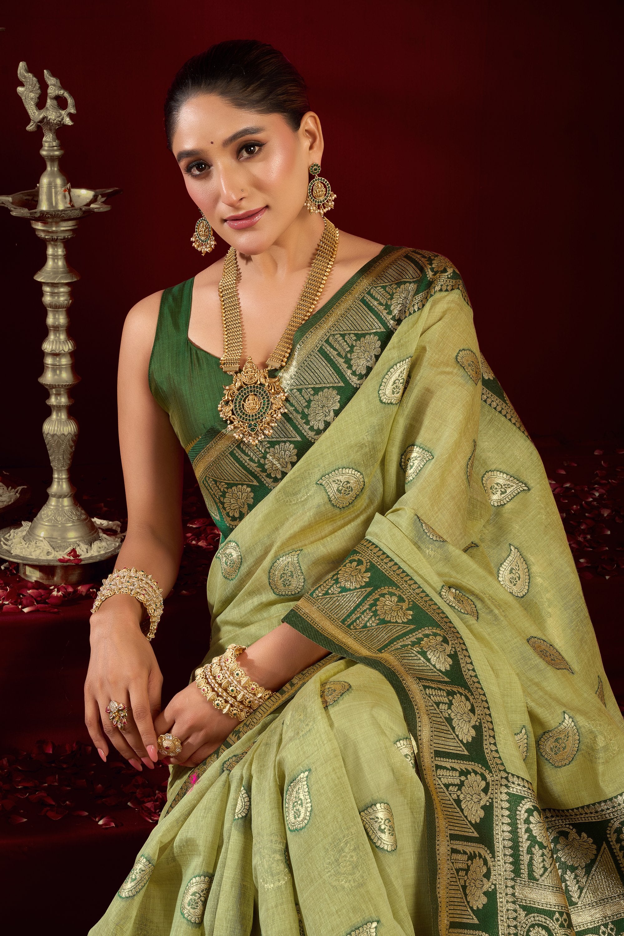 Parinita Saree - Lime Green - Blouse View