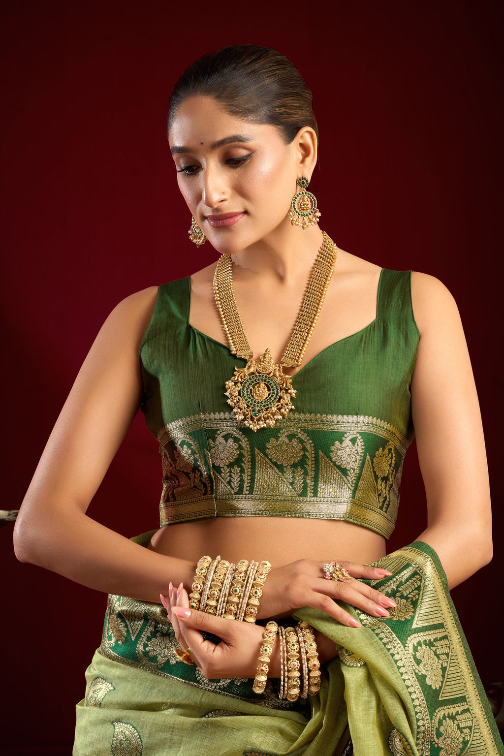 Parinita Saree - Lime Green - Close Up