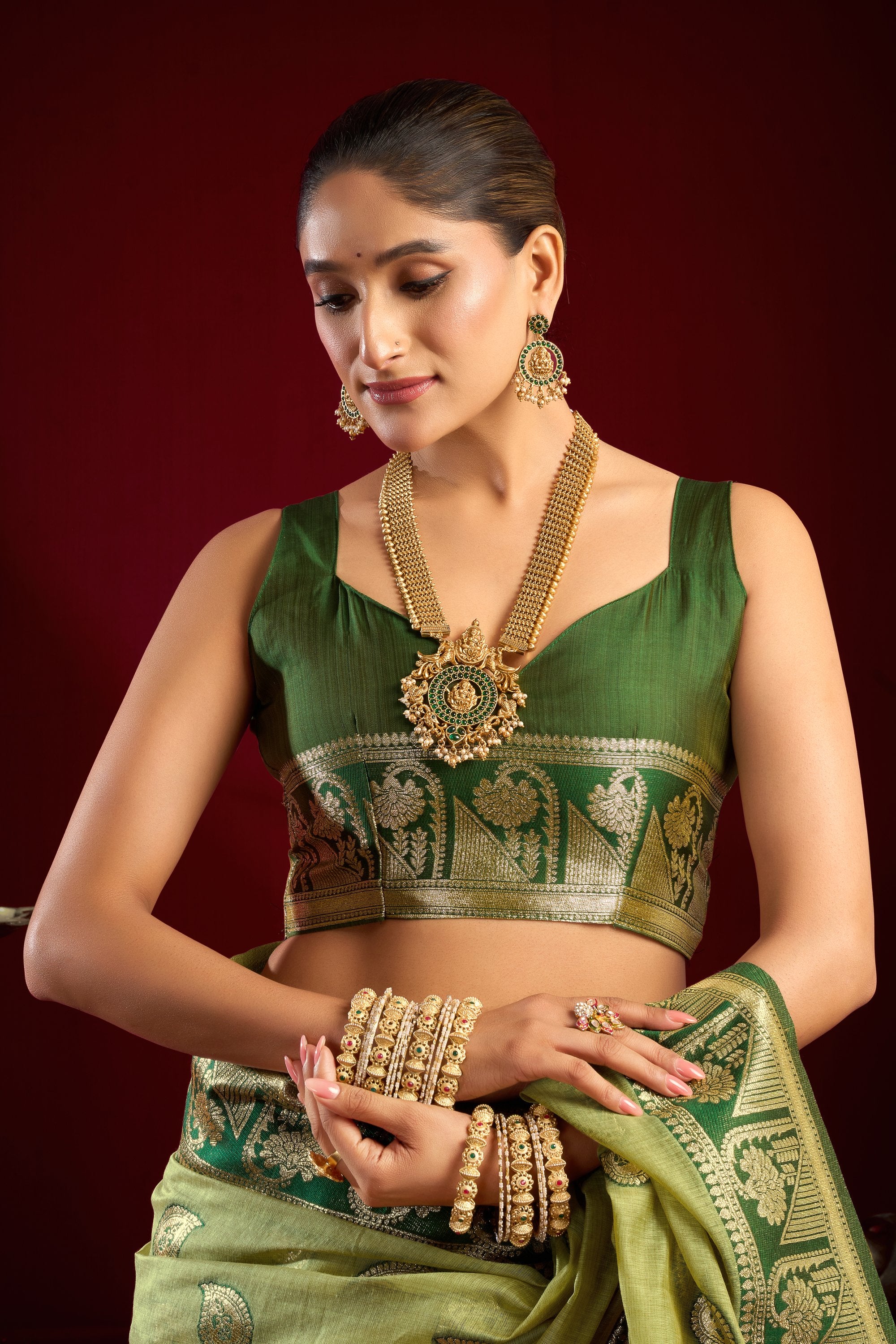 Parinita Saree - Lime Green - Close Up