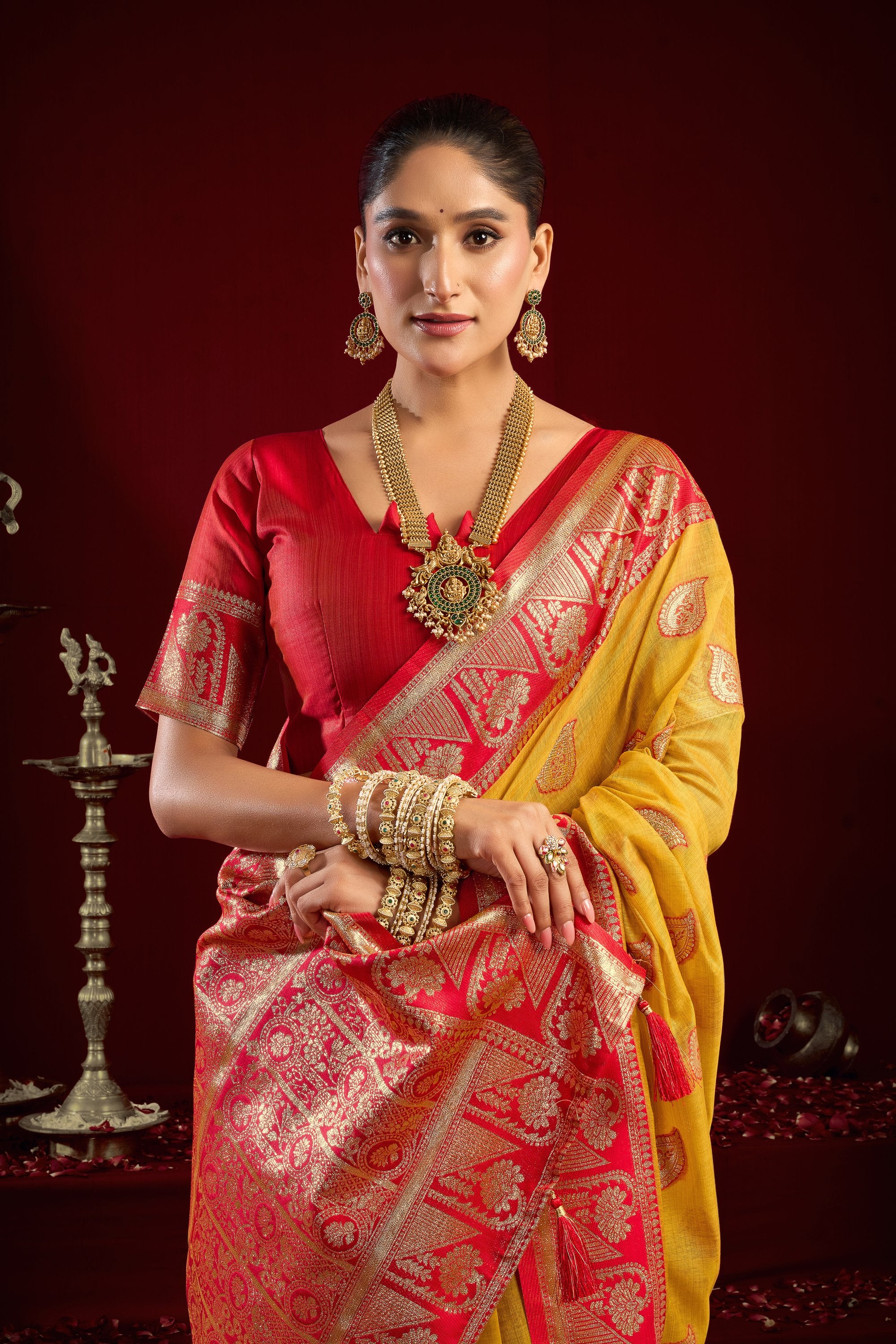 Parinita Saree - Mustard Yellow - Blouse View