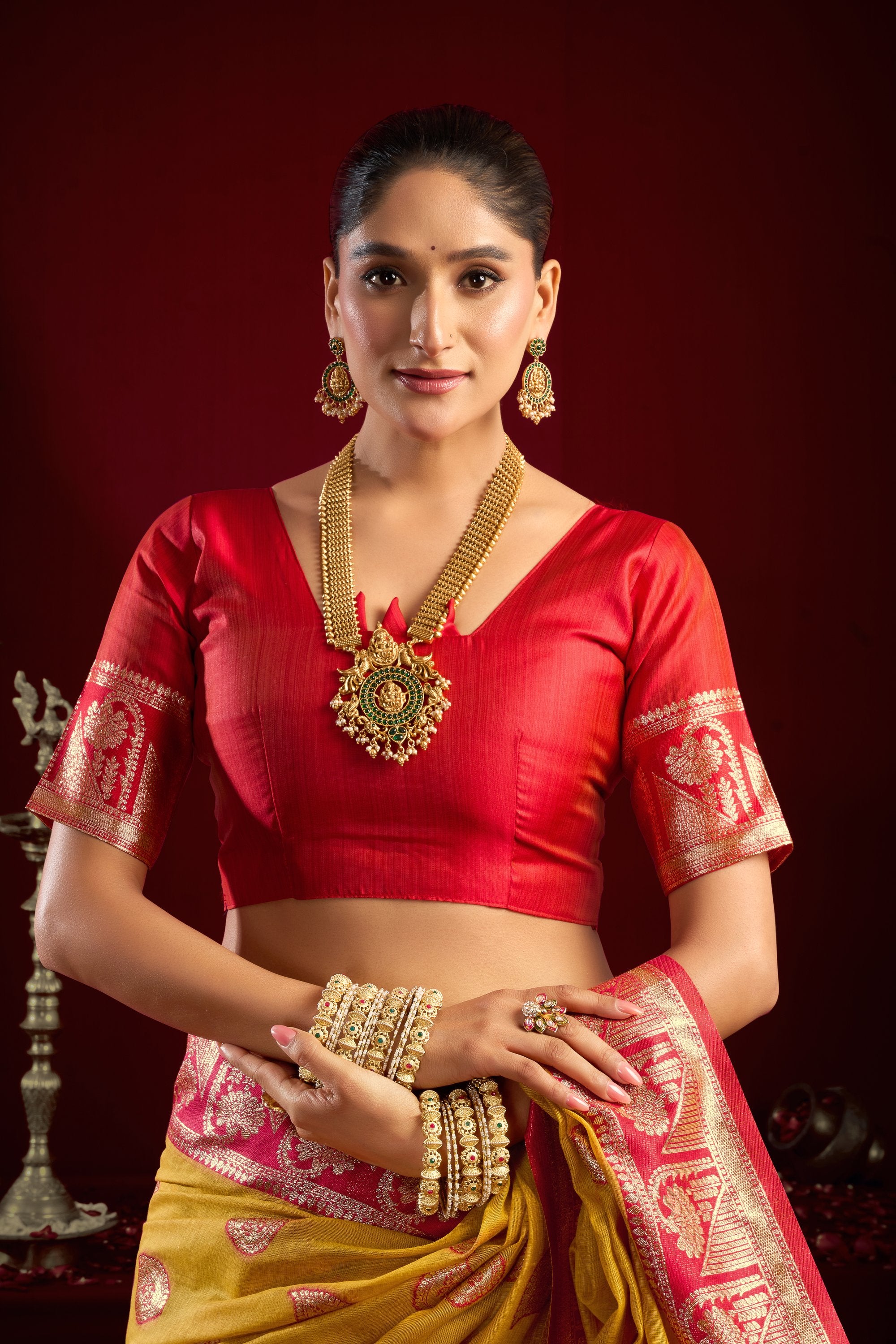 Parinita Saree - Mustard Yellow - Close Up