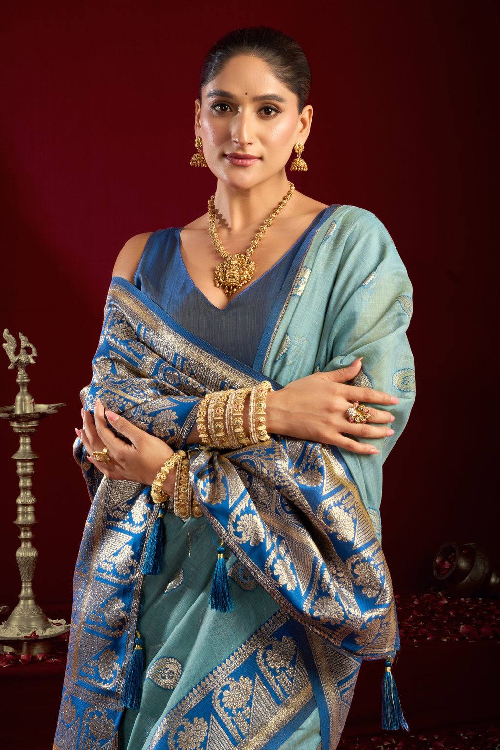 Parinita Saree - Seafoam Teal - Blouse View