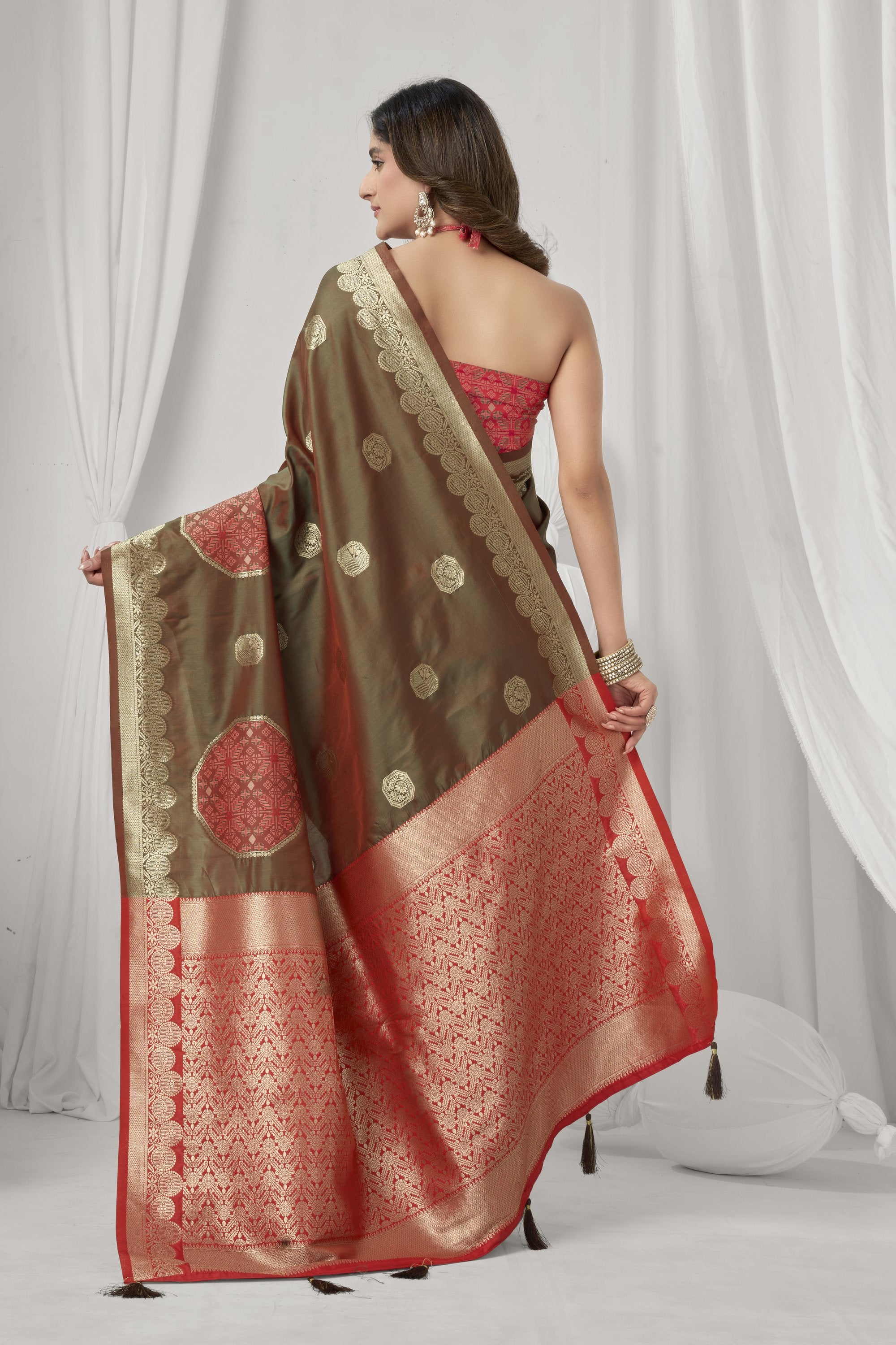 Prerna Saree - Coffee Brown - Border Detail