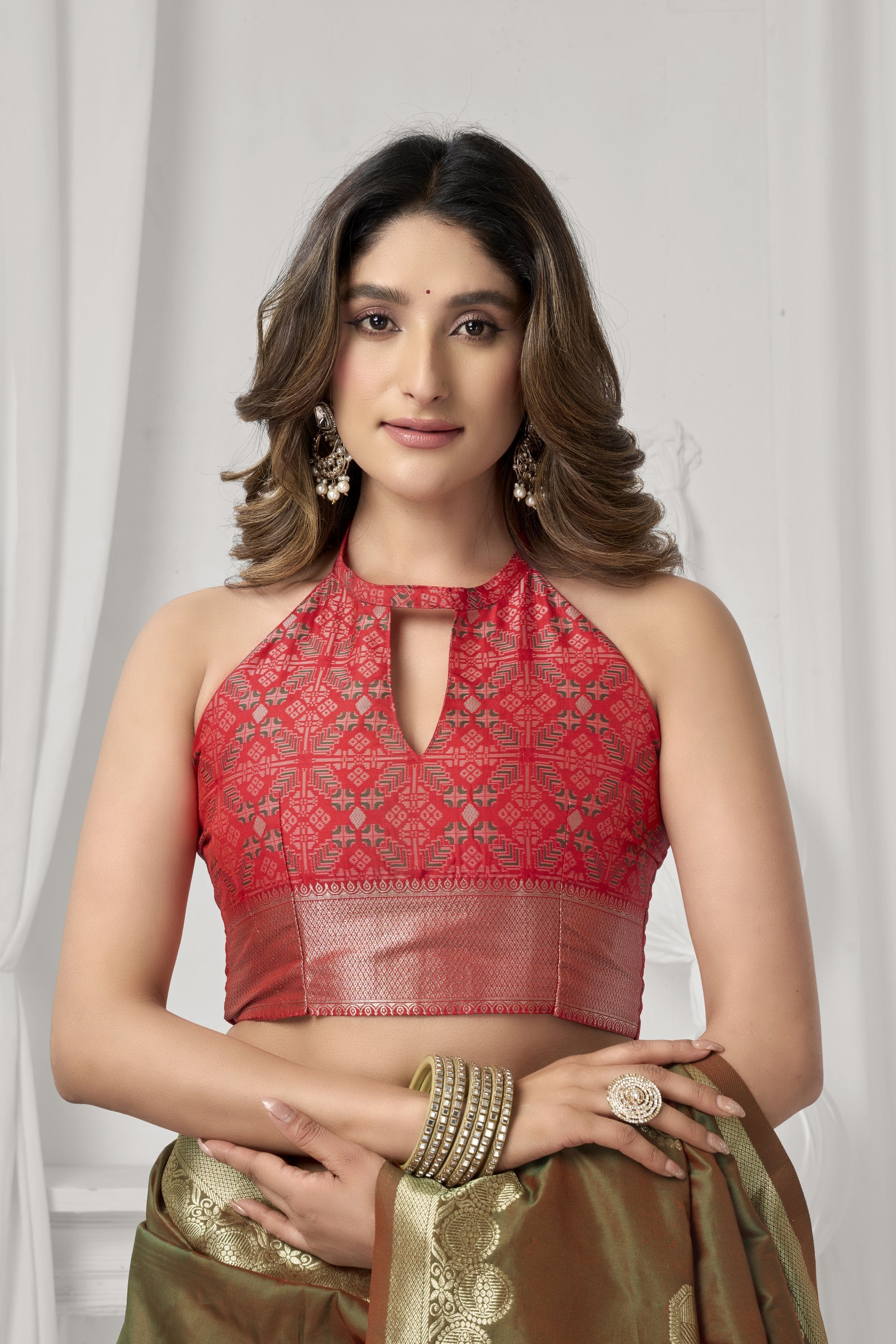 Prerna Saree - Coffee Brown - Side View