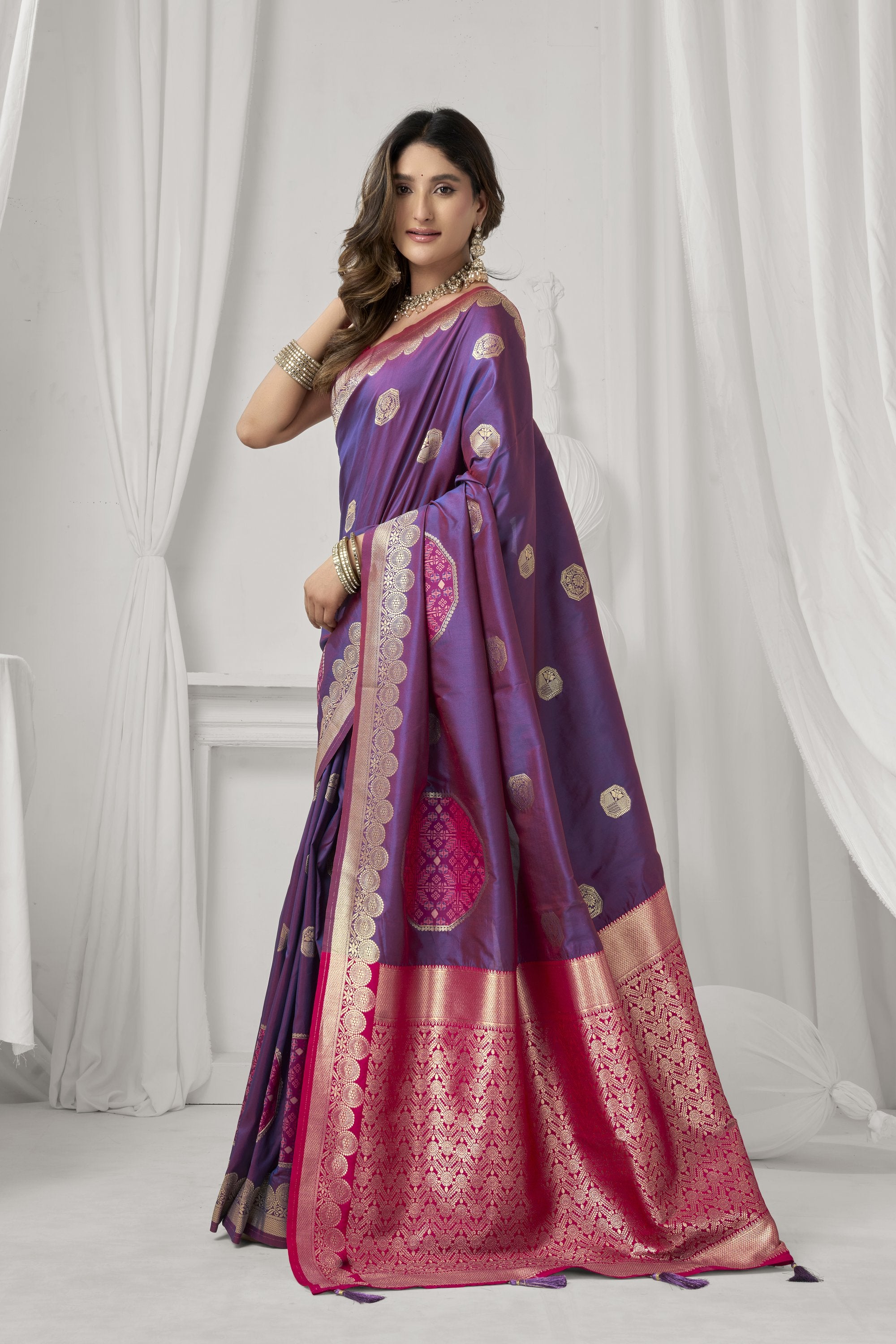 Prerna Saree - Magenta Orchid - Pallu Detail