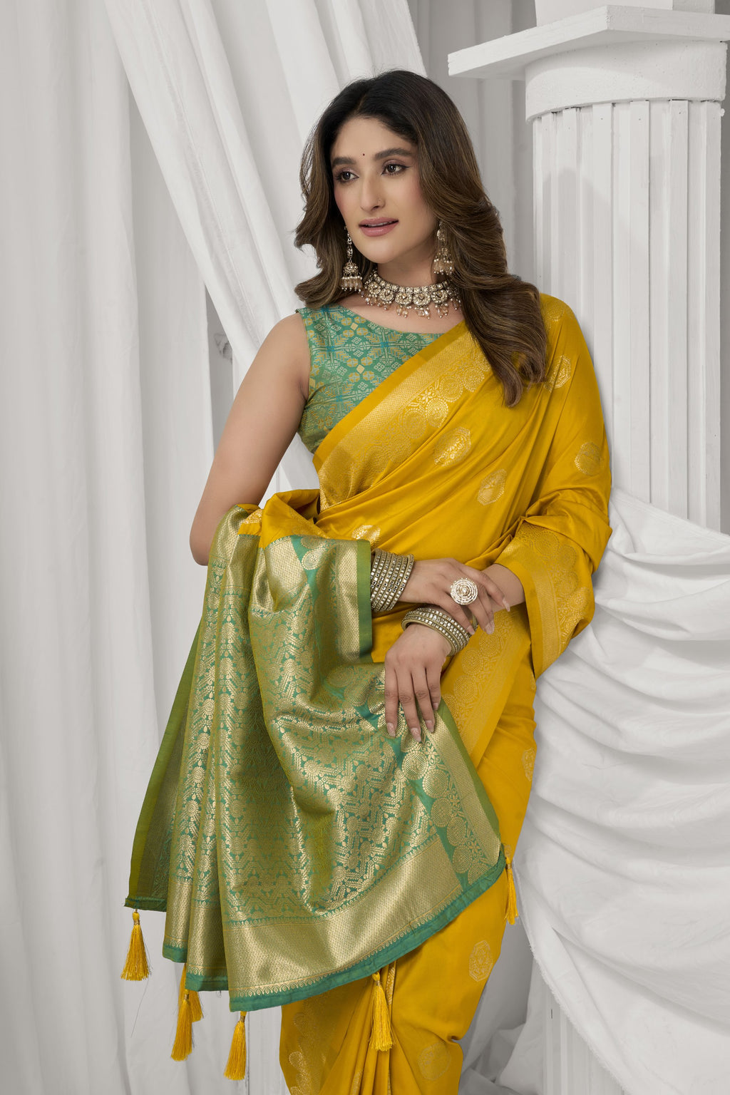 Prerna Saree - Mustard Yellow - Blouse View