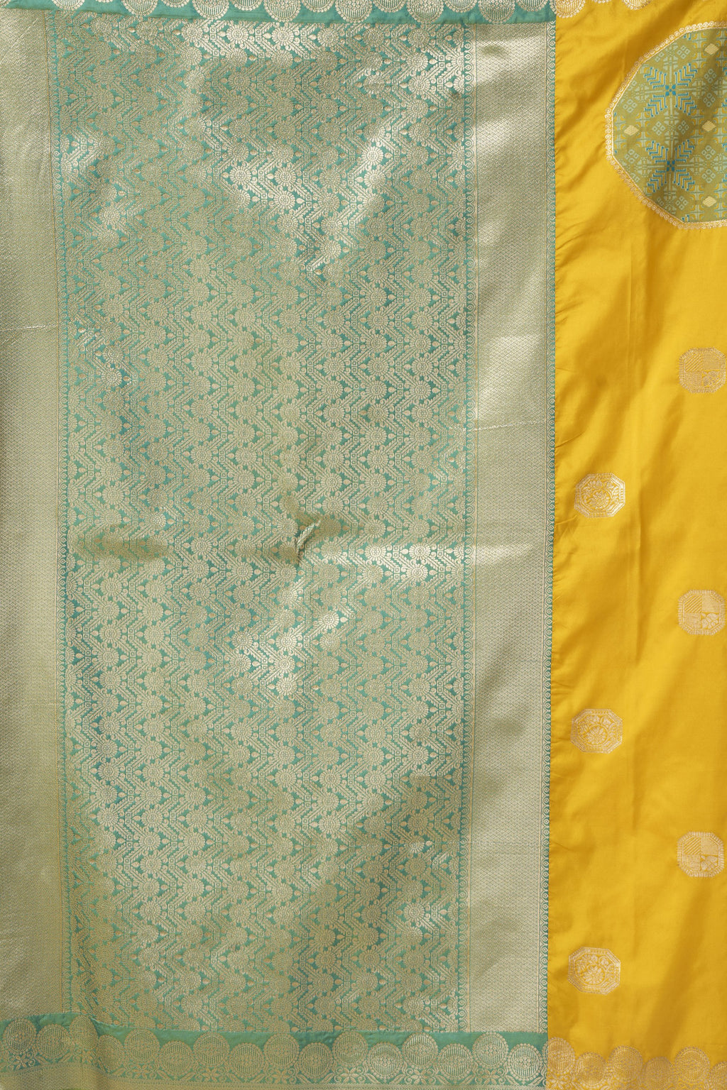 Prerna Saree - Mustard Yellow - Side View
