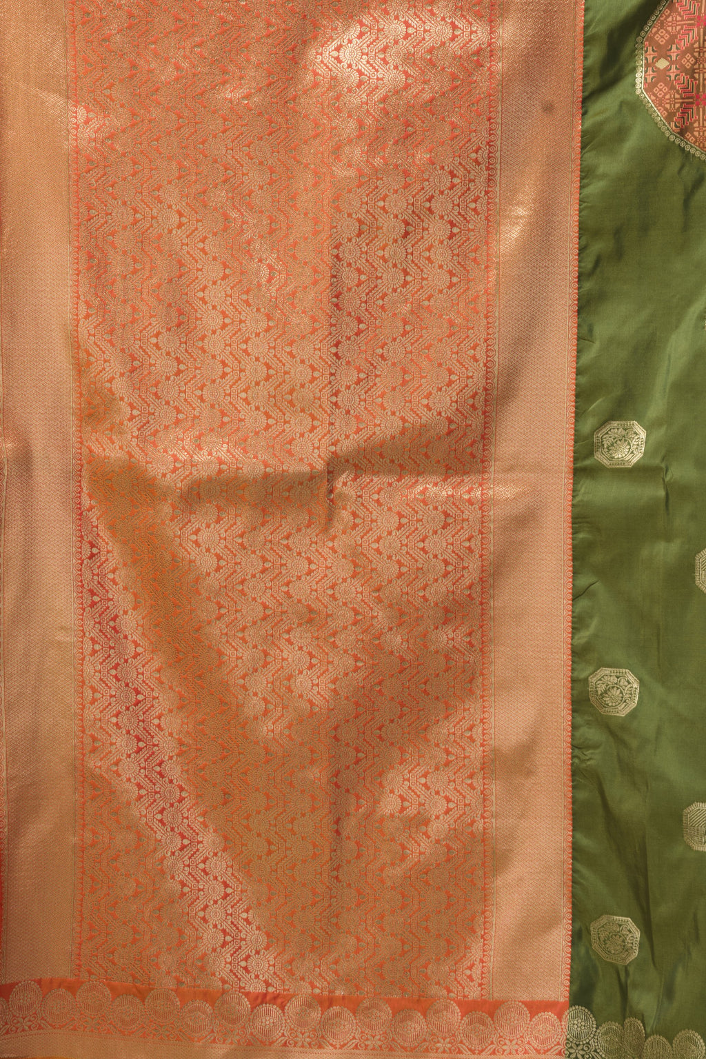 Prerna Saree - Olive Green - Side View
