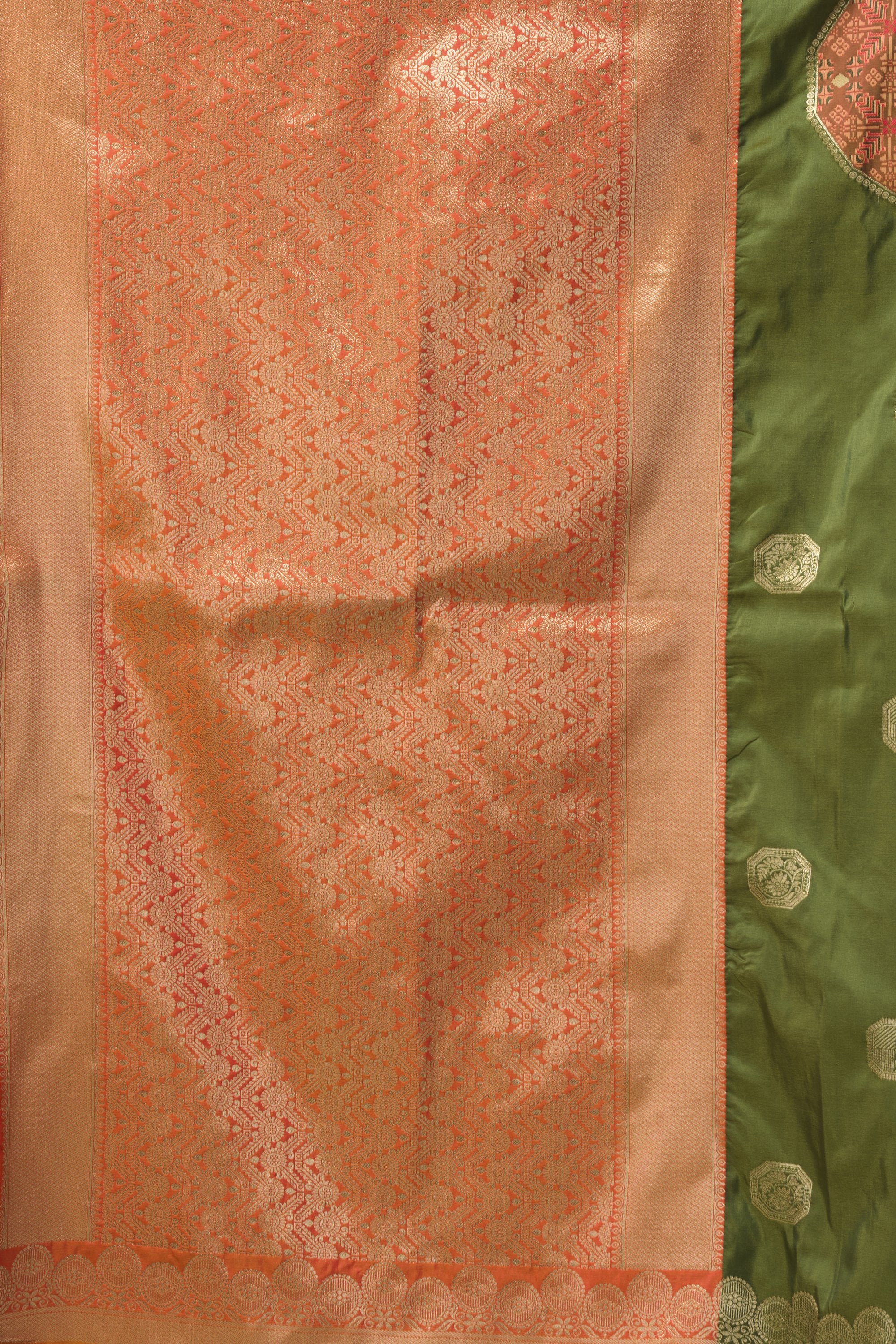 Prerna Saree - Olive Green - Side View