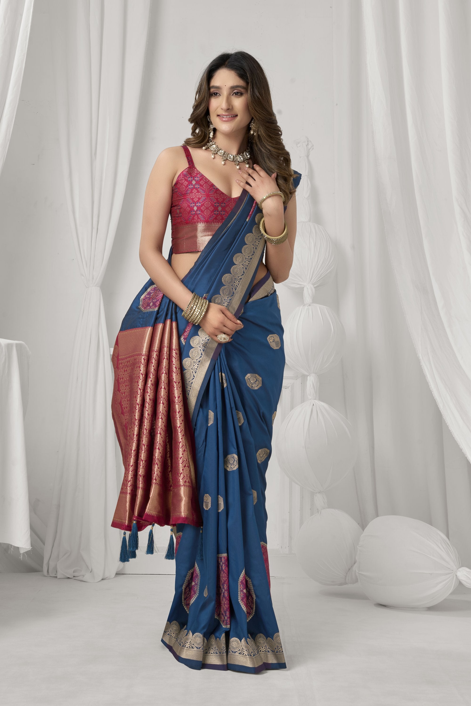 Prerna Saree - Royal Teal - Blouse View