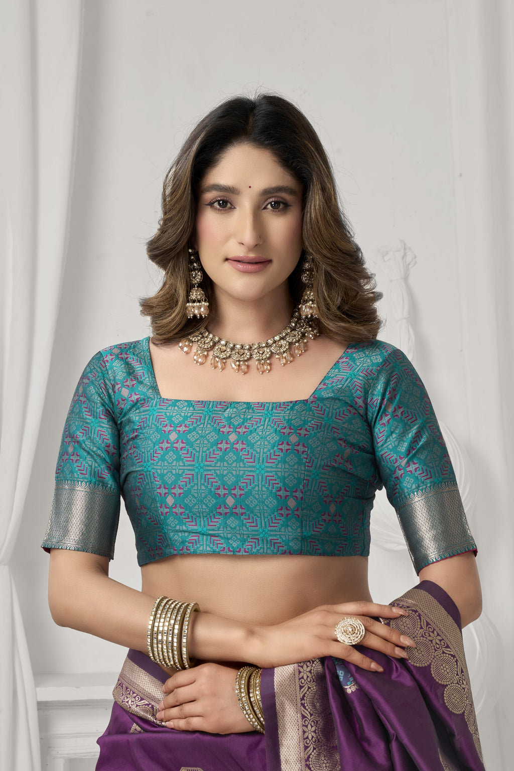 Prerna Saree - Wine Purple - Close Up