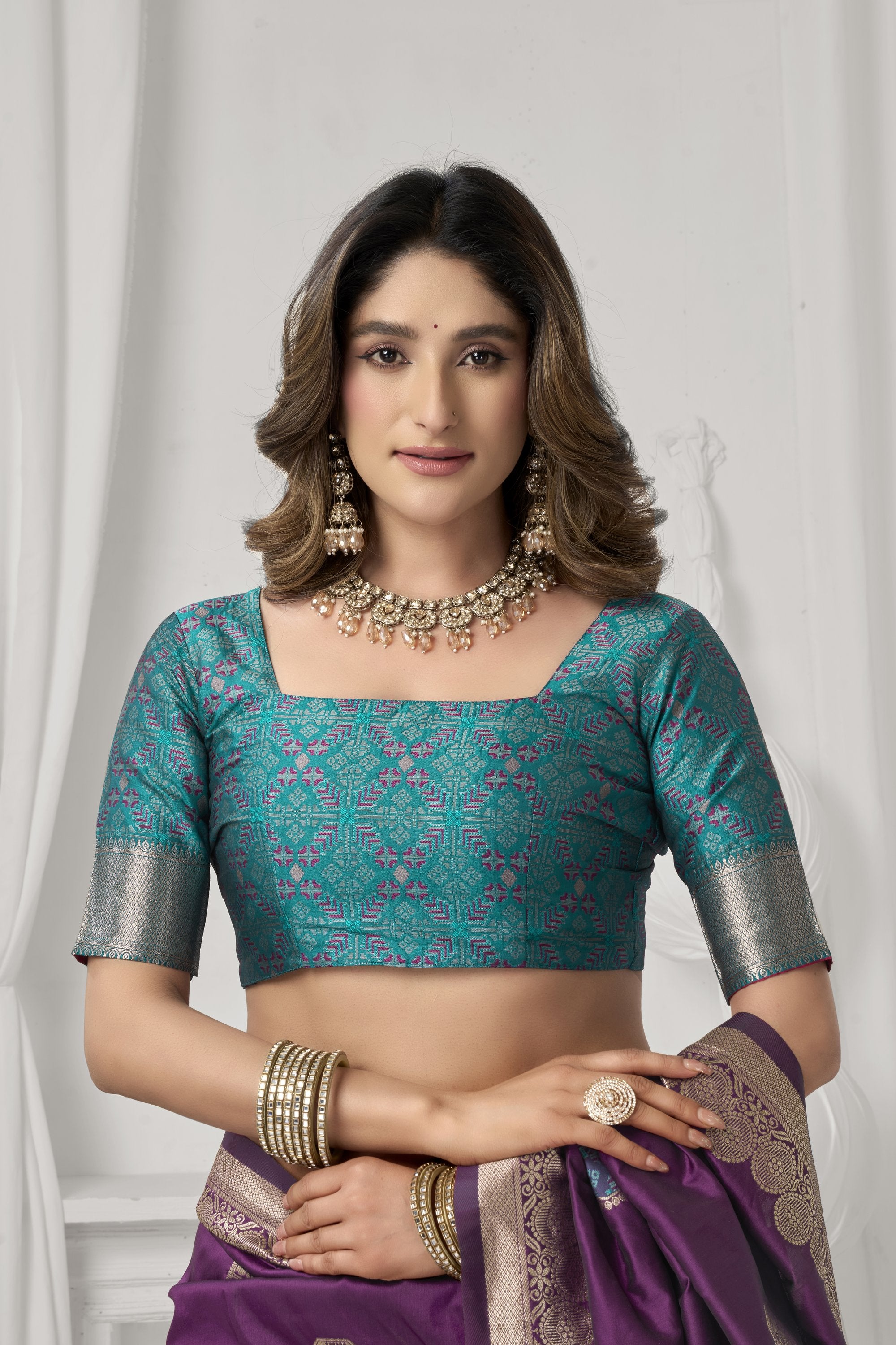 Prerna Saree - Wine Purple - Close Up
