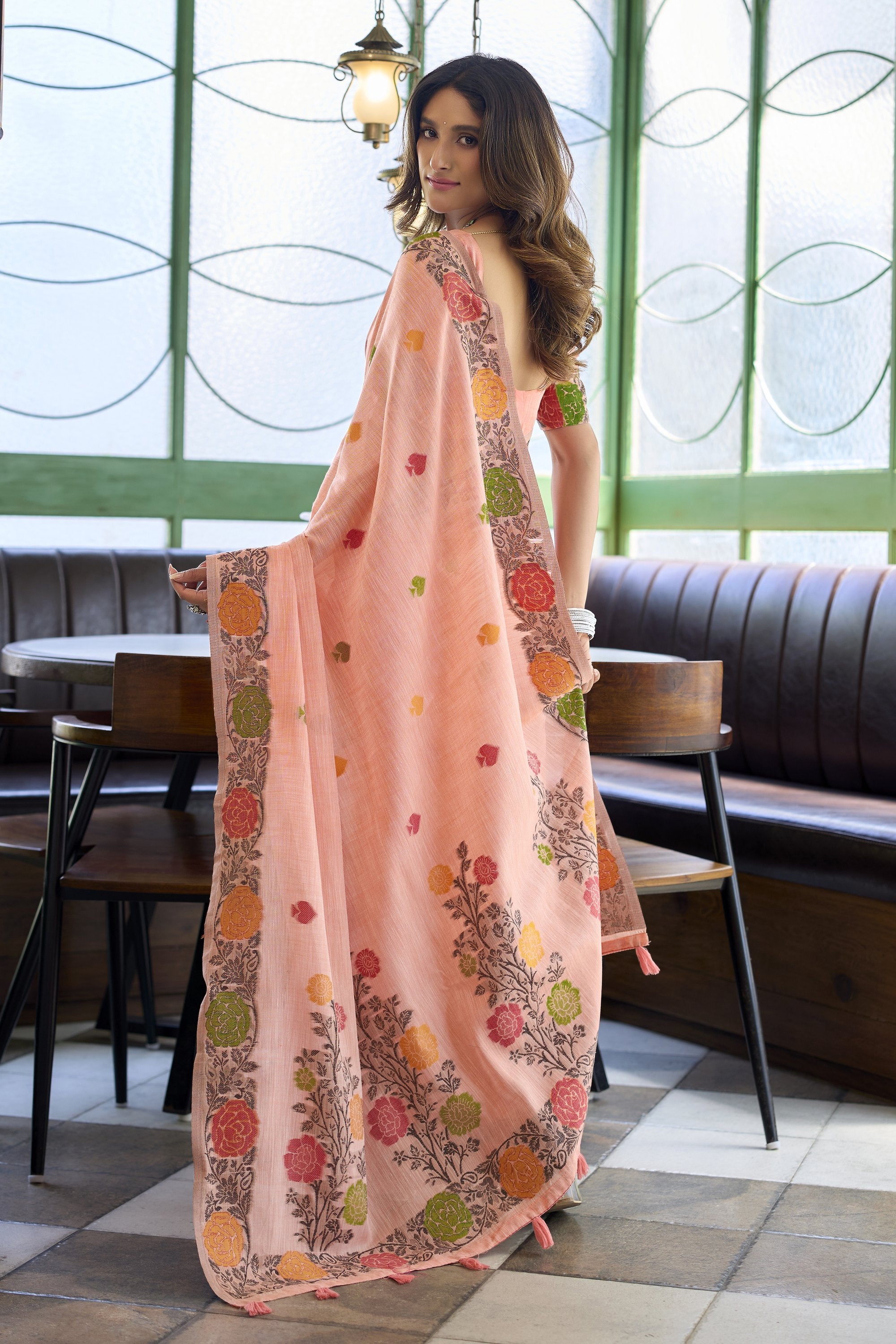 Pushpika Saree - Peach Blossom - Pallu Detail