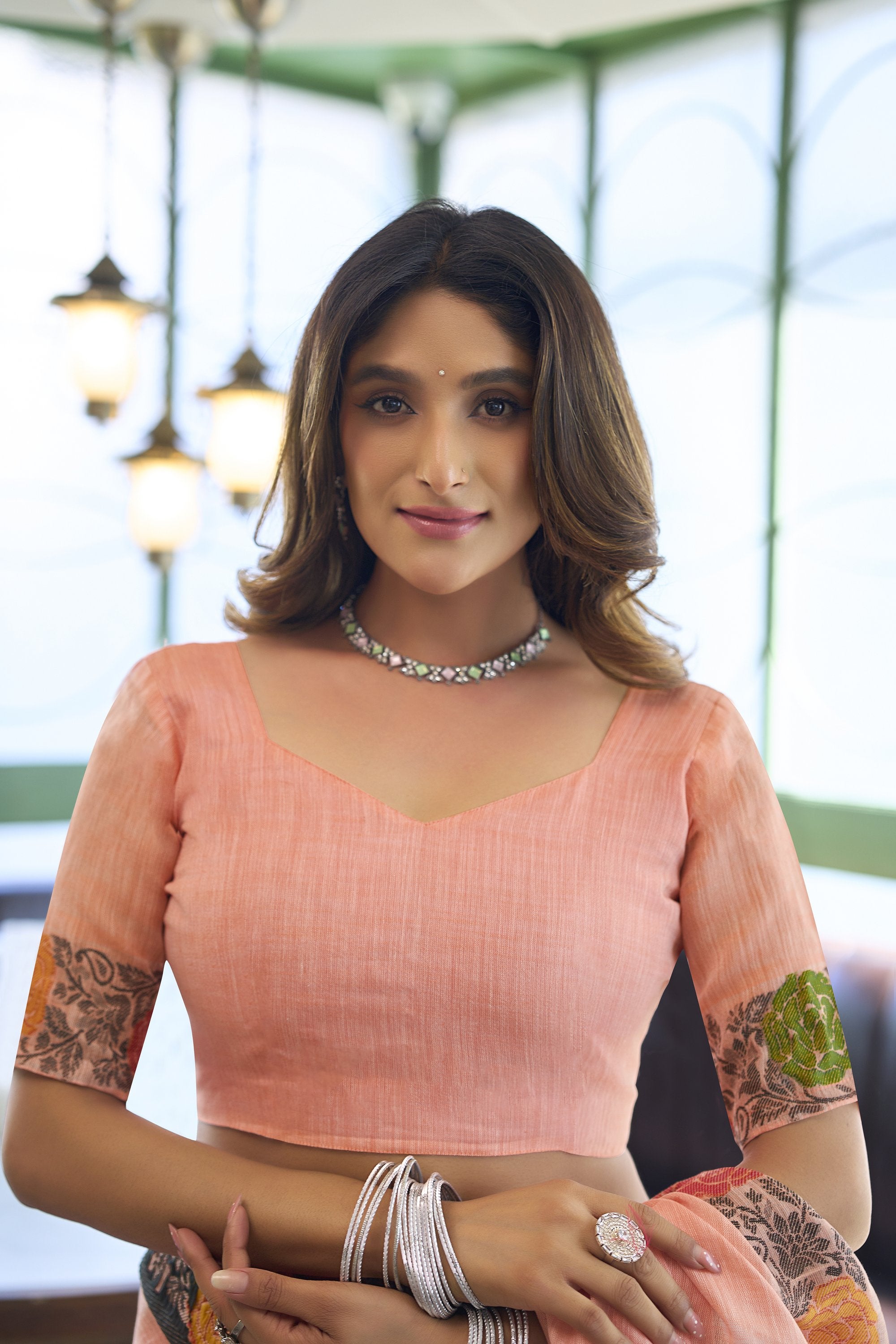 Pushpika Saree - Peach Blossom - Blouse View
