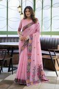 Pushpika Saree - Rose Pink - Front Drape