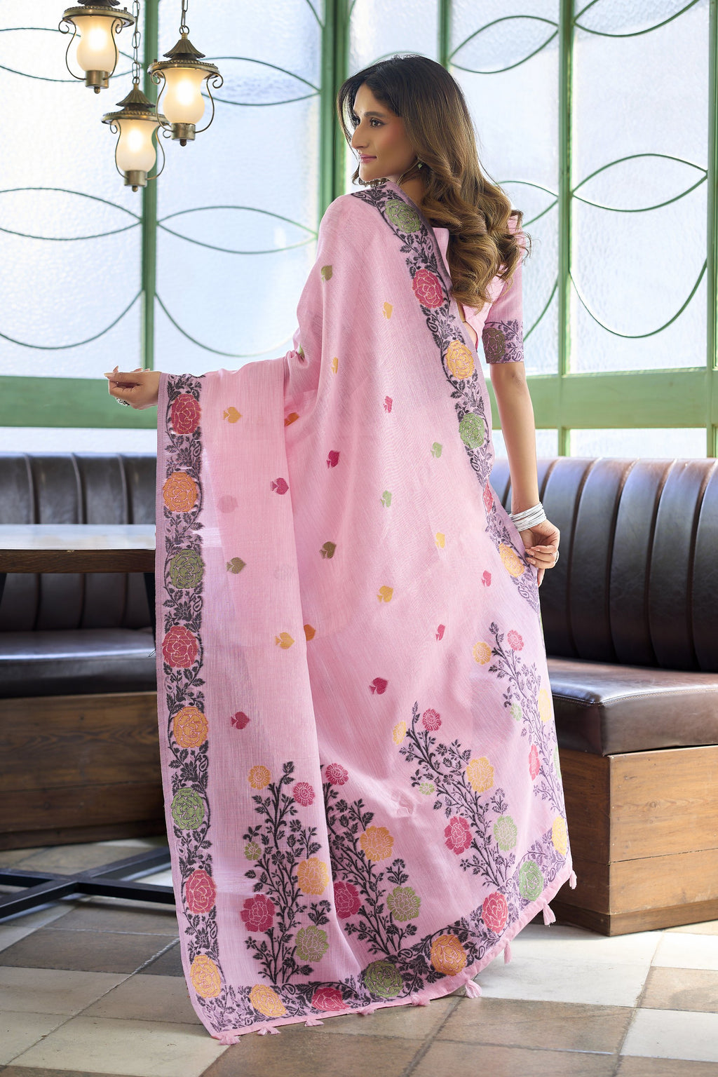 Pushpika Saree - Rose Pink - Blouse View