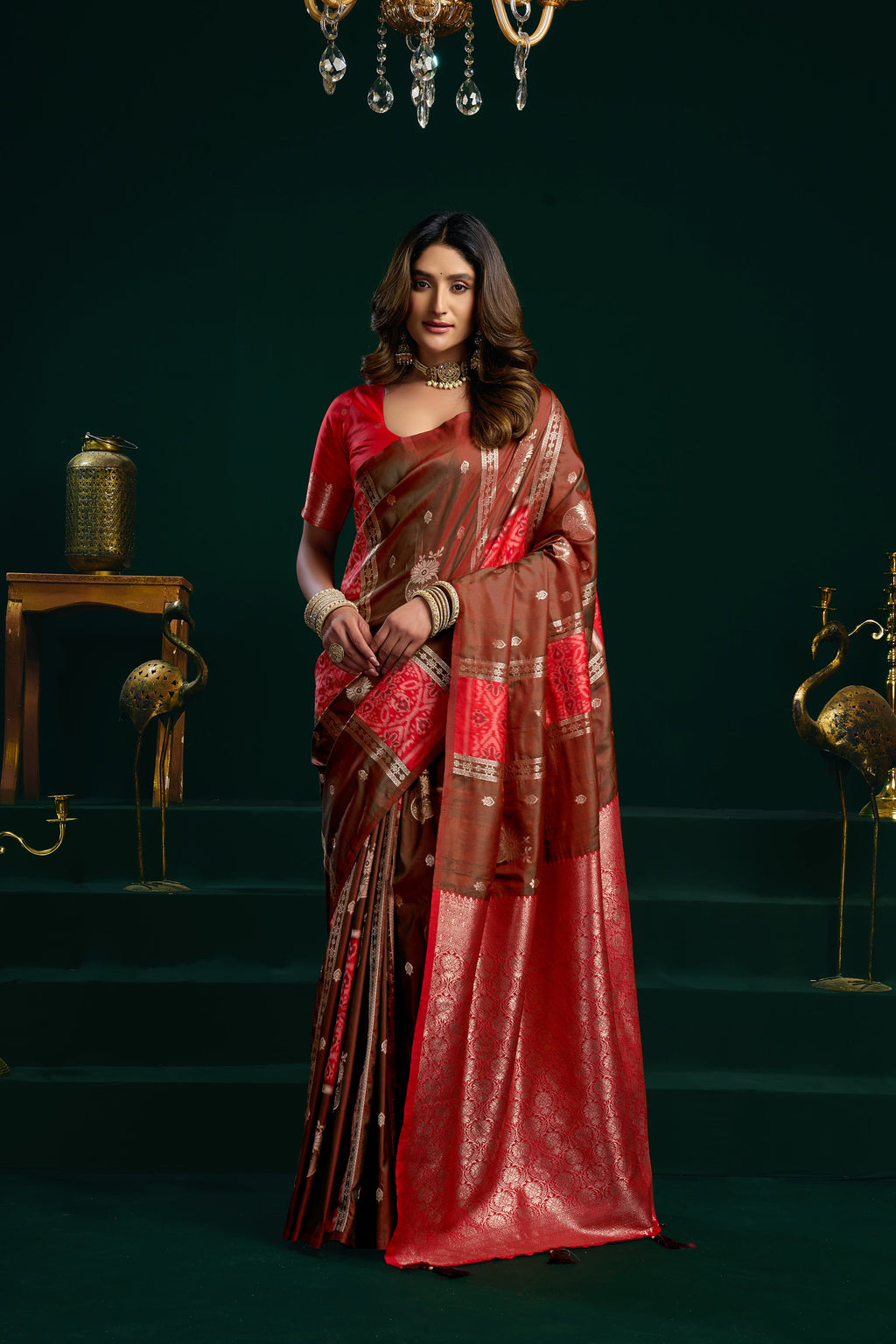 Raagini Saree - Crimson Red - Full View