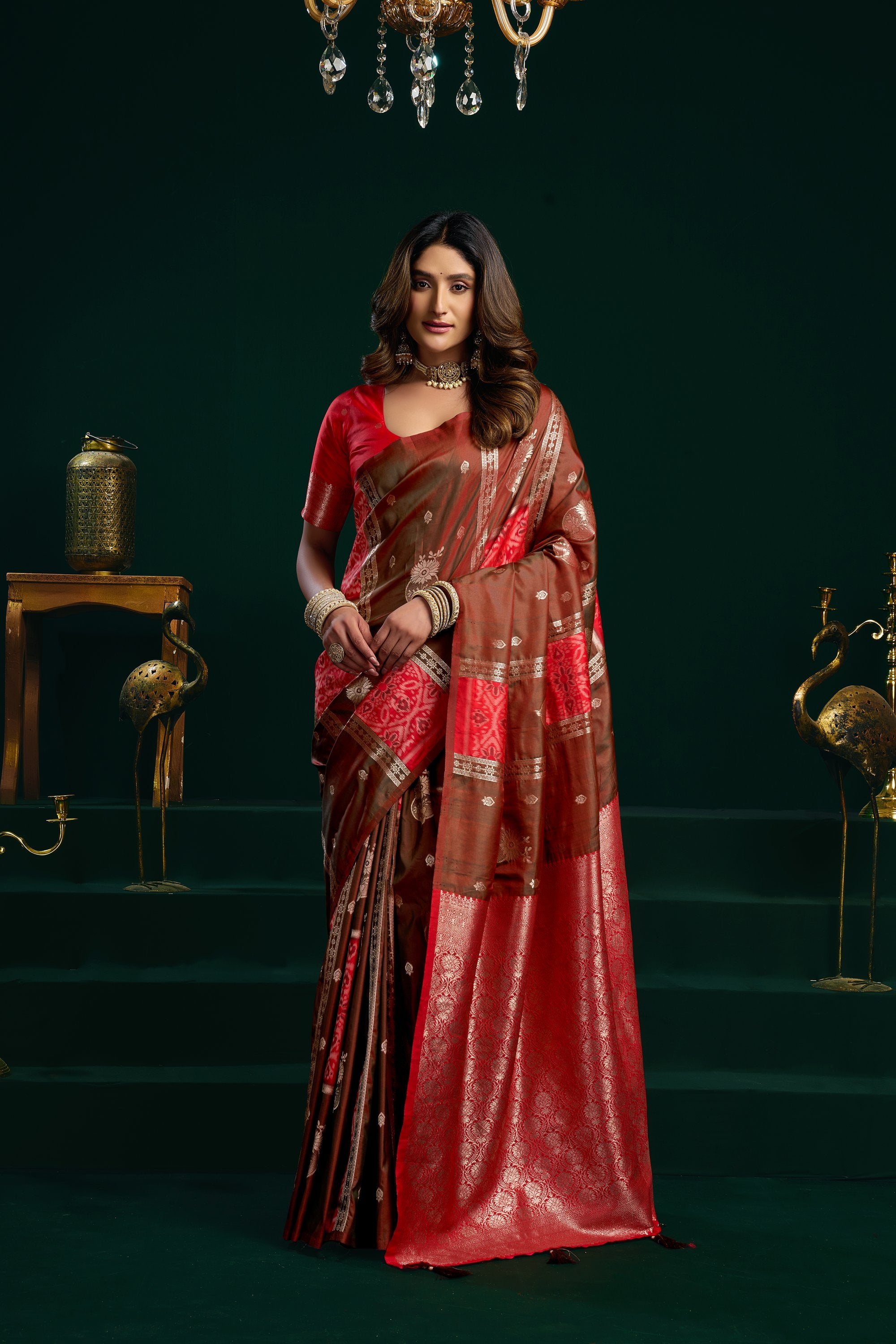 Raagini Saree - Crimson Red - Full View