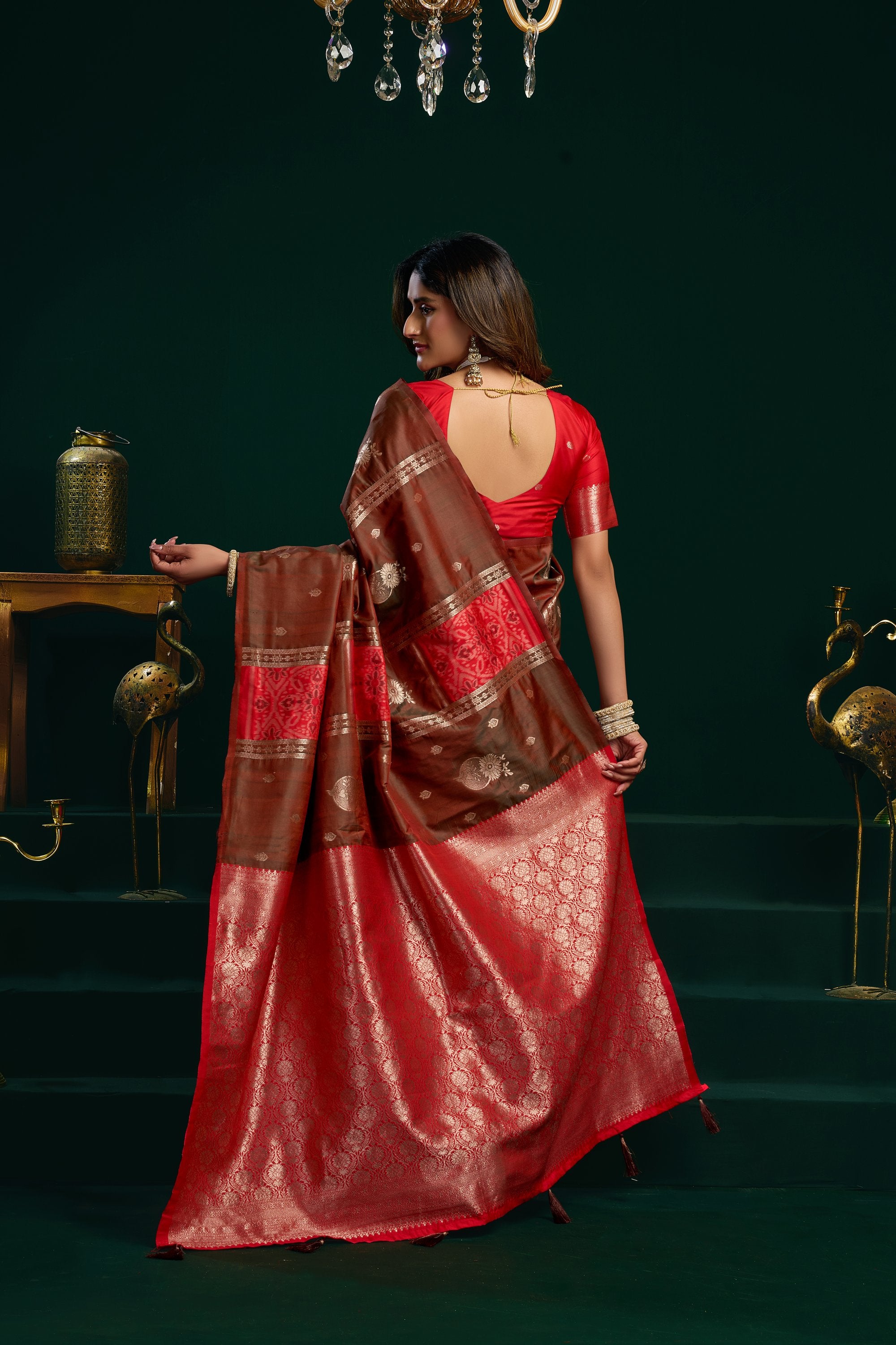Raagini Saree - Crimson Red - Border Detail