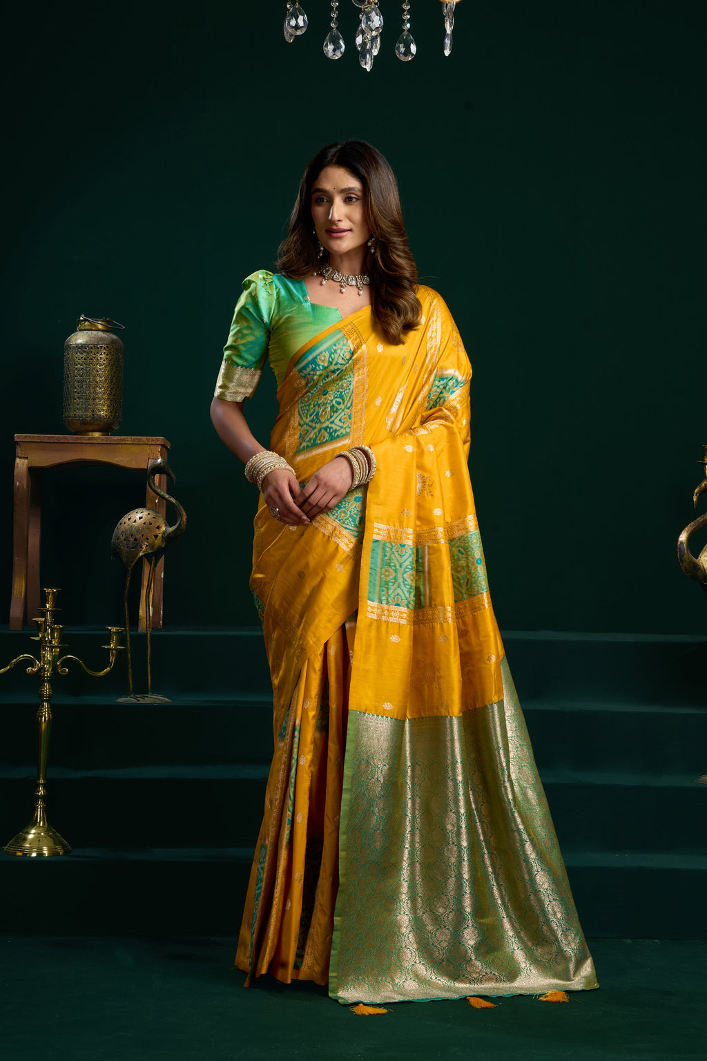 Raagini Saree - Mustard Yellow - Full View