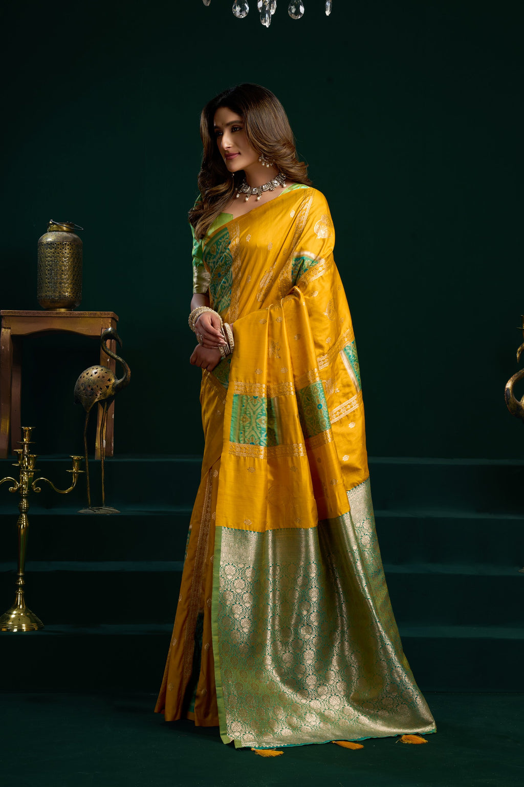 Raagini Saree - Mustard Yellow - Pallu Detail