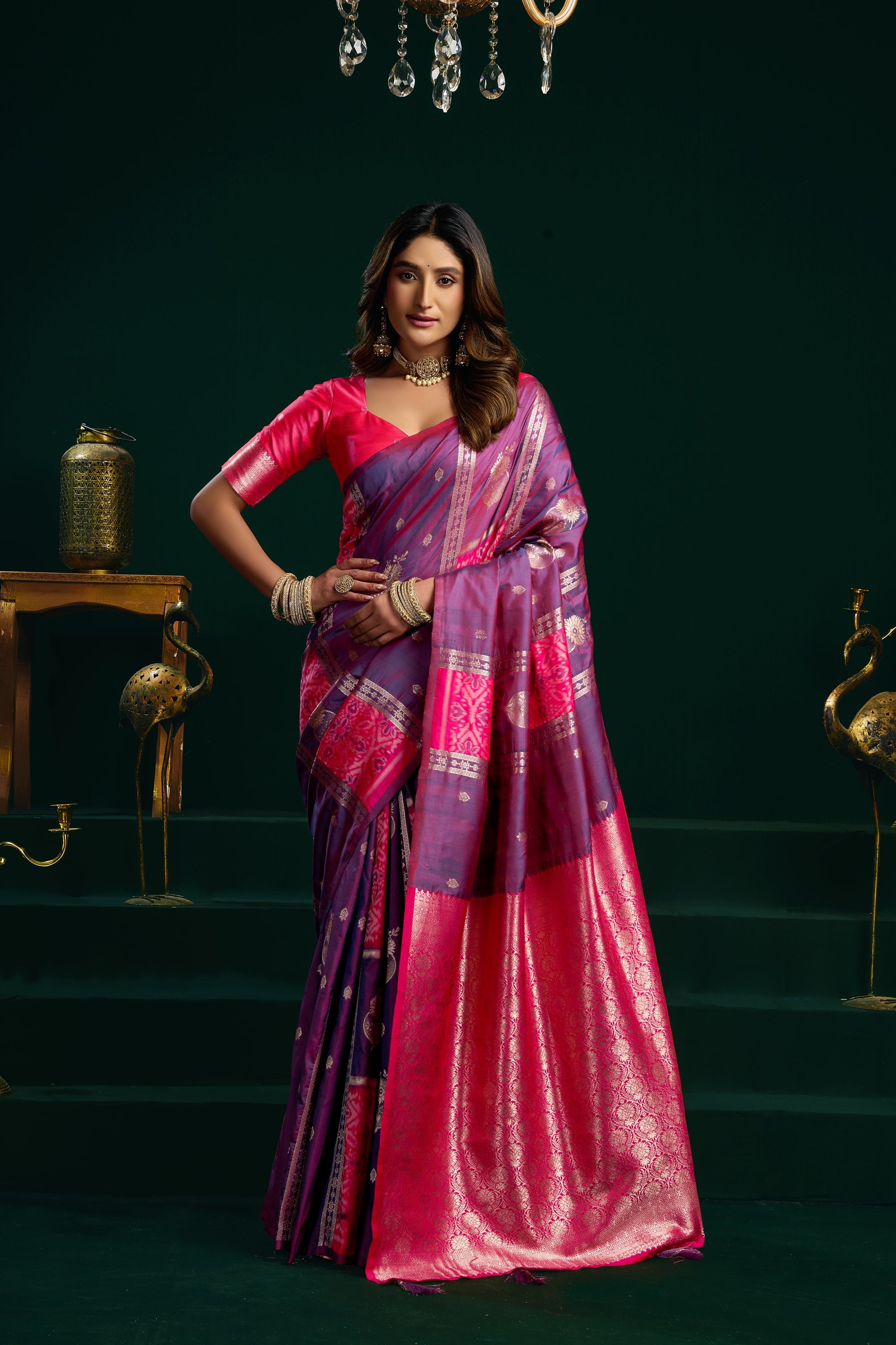 Raagini Saree - Orchid Violet - Full View